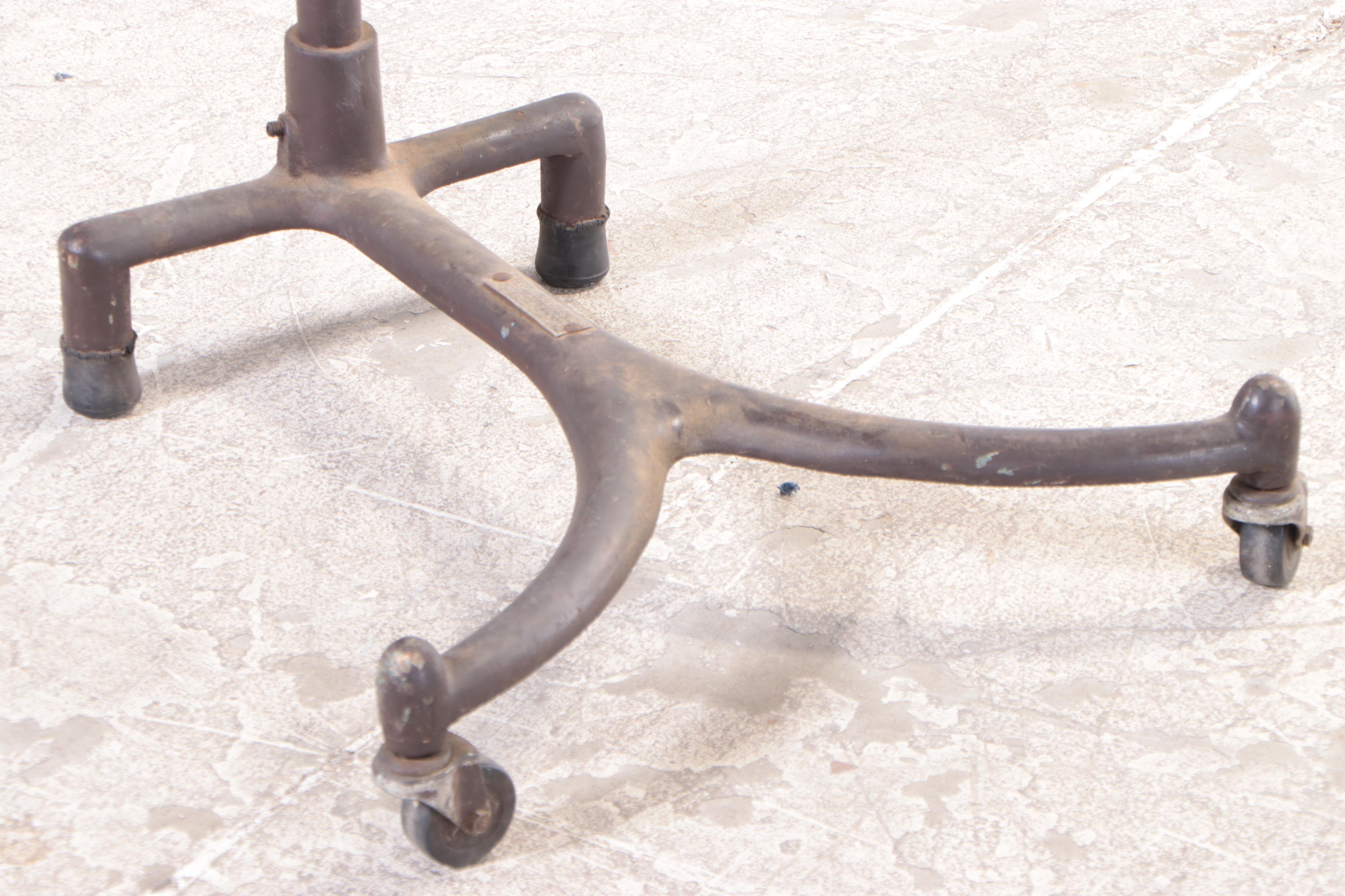 Industrial Iron and Oak Tilt-Table with Laminate Drafting Board