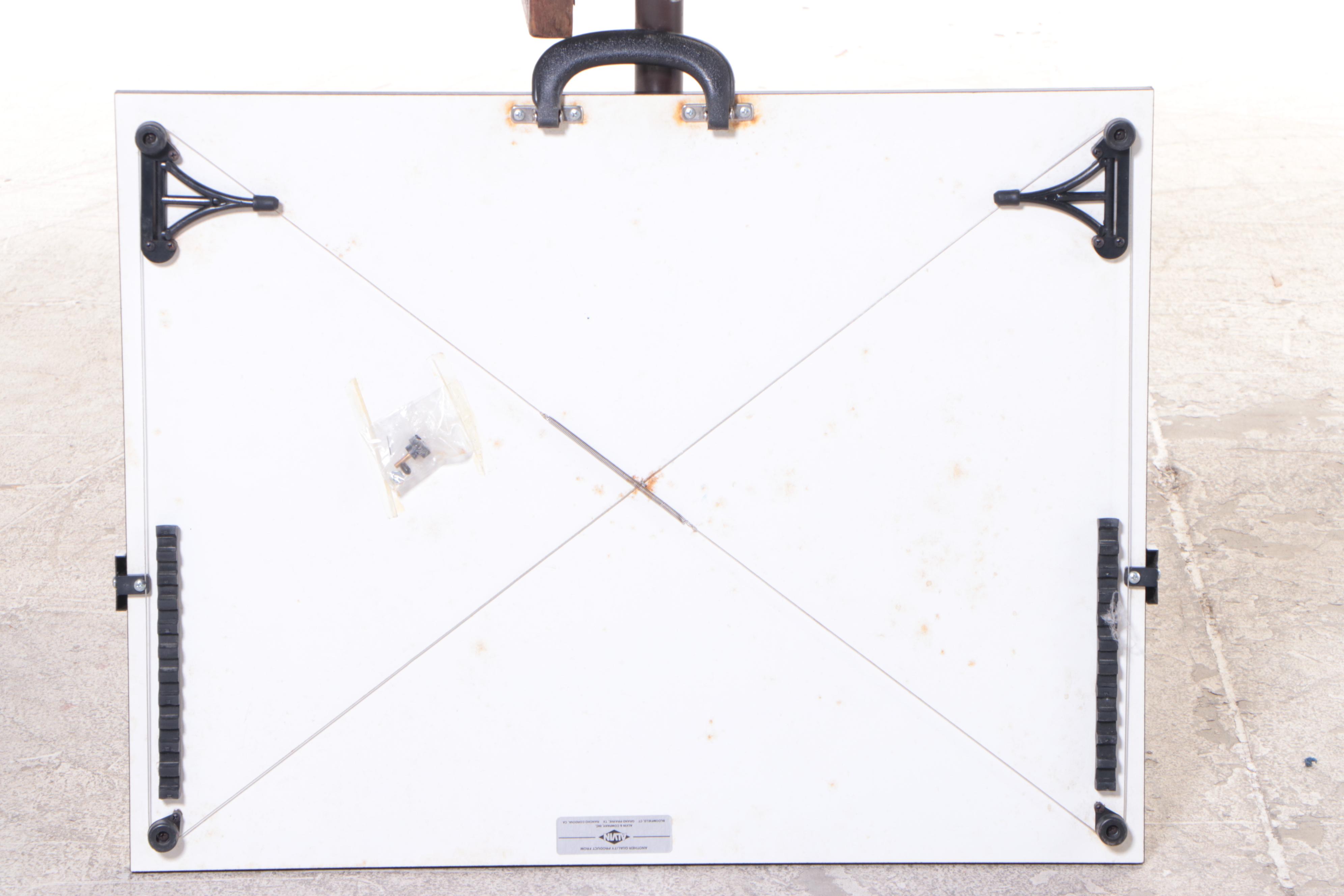 Industrial Iron and Oak Tilt-Table with Laminate Drafting Board