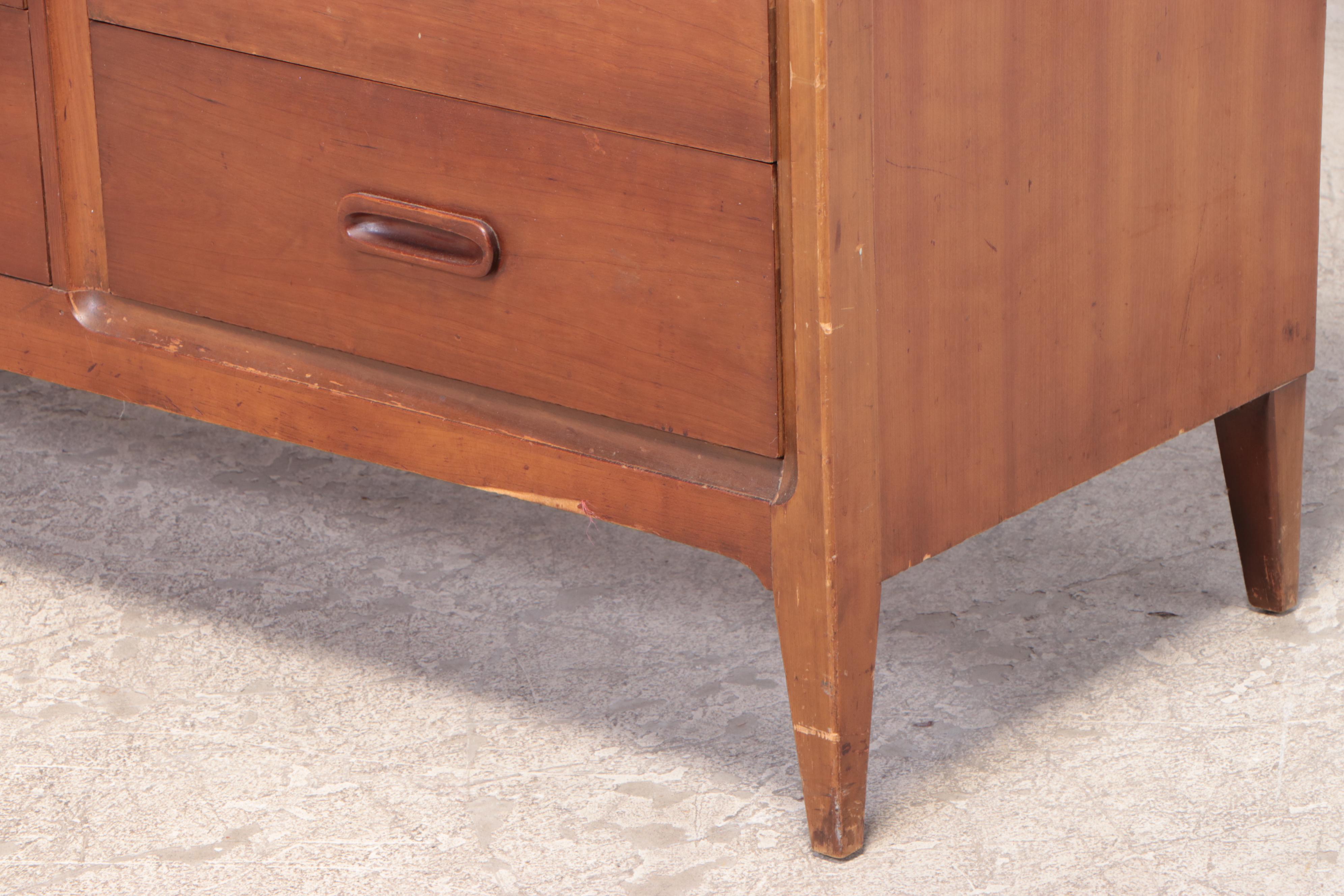 Dixie Mid Century Modern Cherry-Veneered Triple Dresser