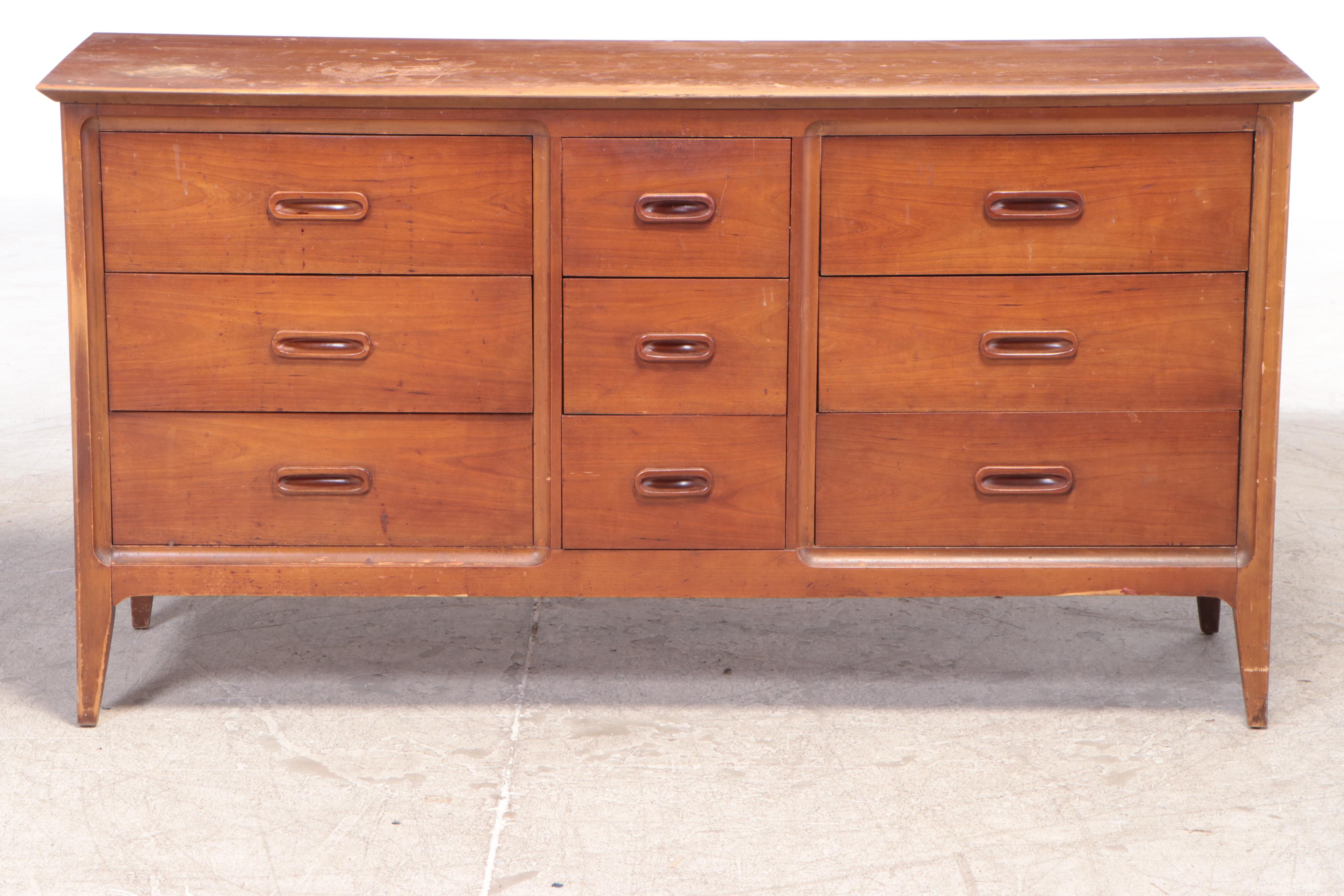Dixie Mid Century Modern Cherry-Veneered Triple Dresser