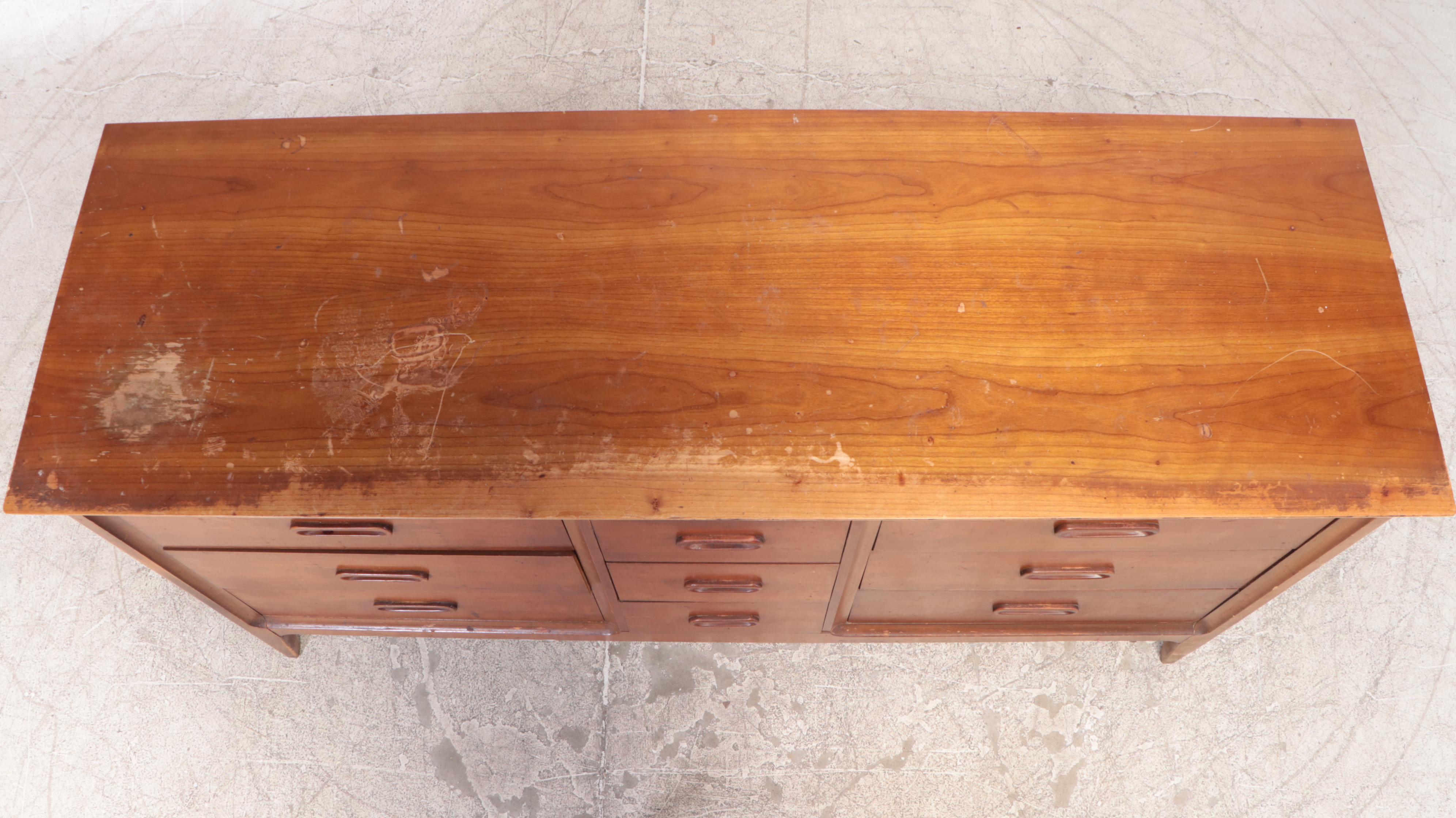 Dixie Mid Century Modern Cherry-Veneered Triple Dresser