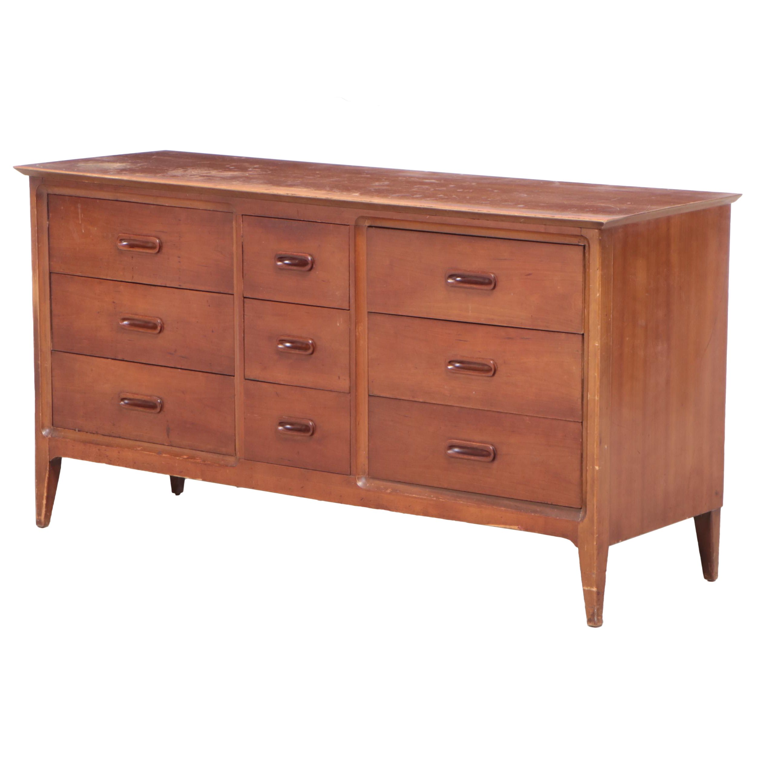 Dixie Mid Century Modern Cherry-Veneered Triple Dresser