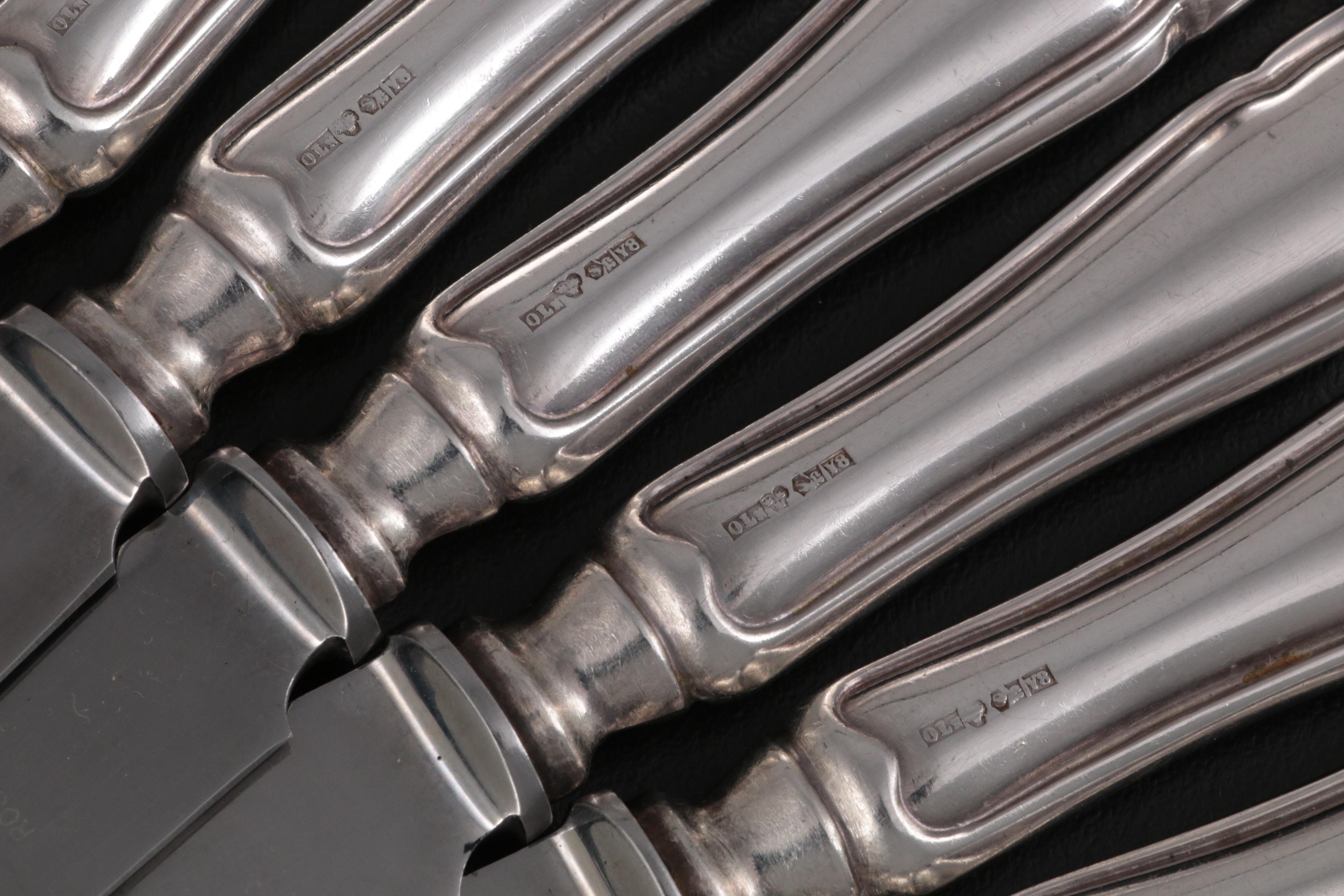 Landskrona Sweden 830 Silver Dinner and Dessert Knives , Mid-20th Century