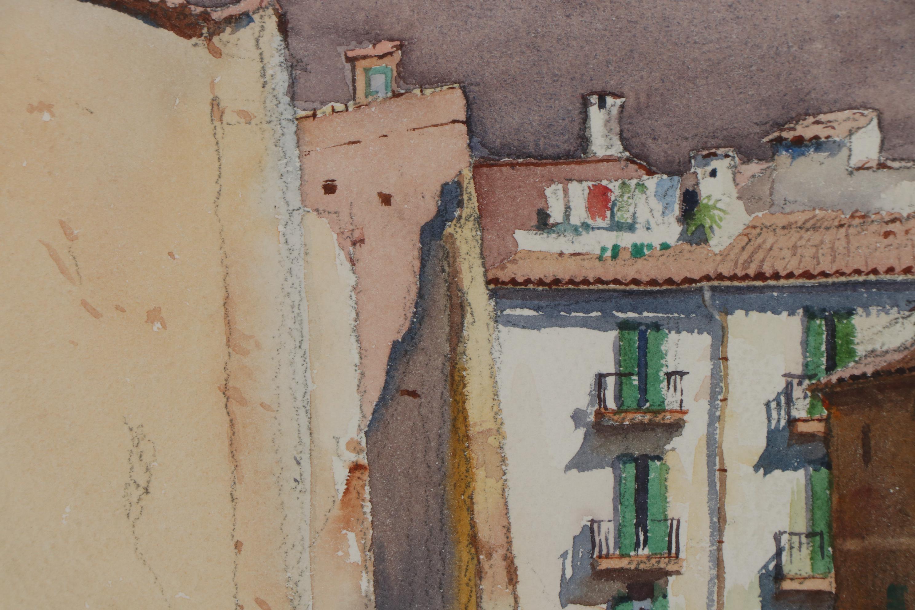 Edmond James Fitzgerald Watercolor Painting of Urban Landscape