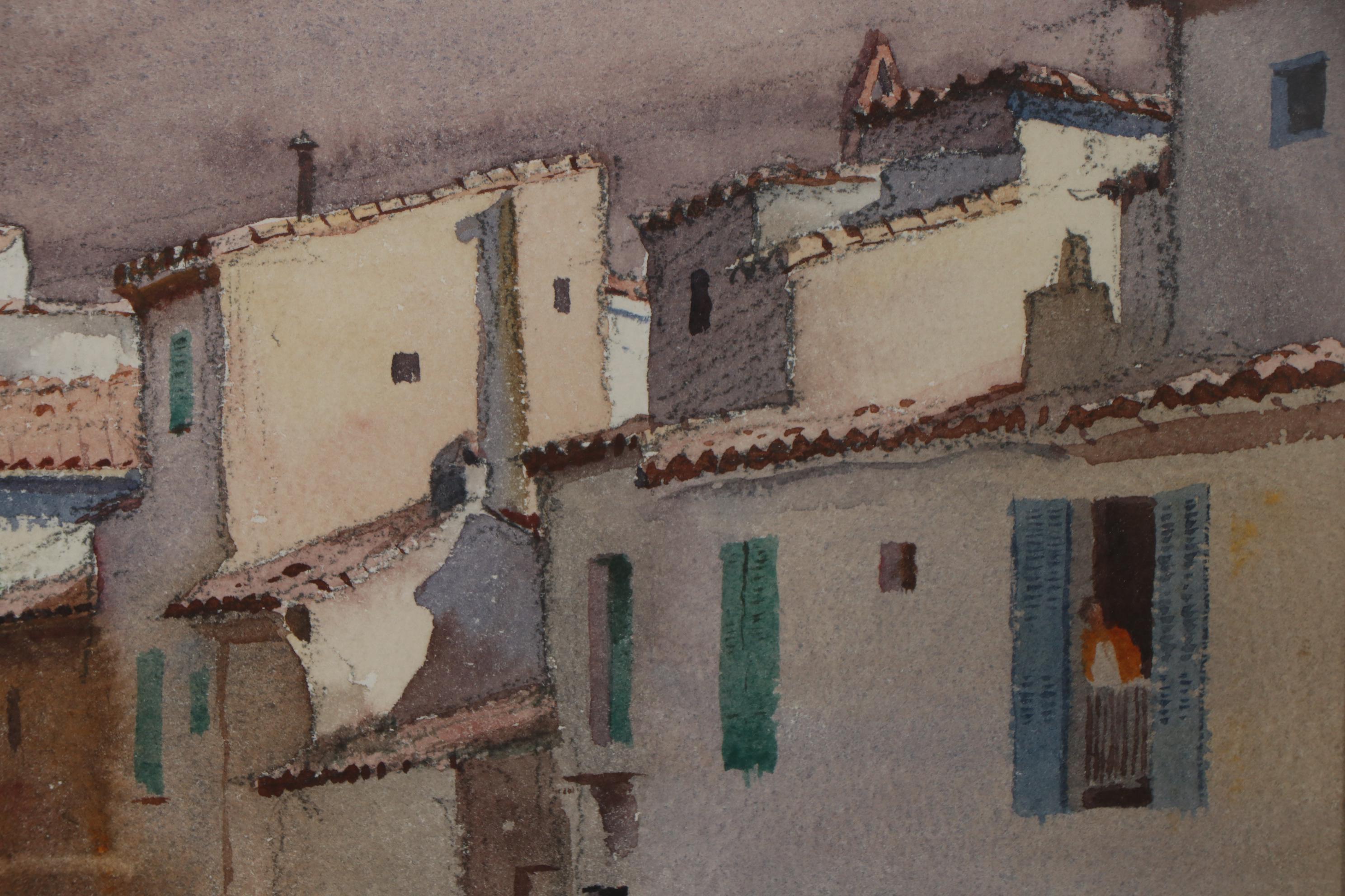 Edmond James Fitzgerald Watercolor Painting of Urban Landscape