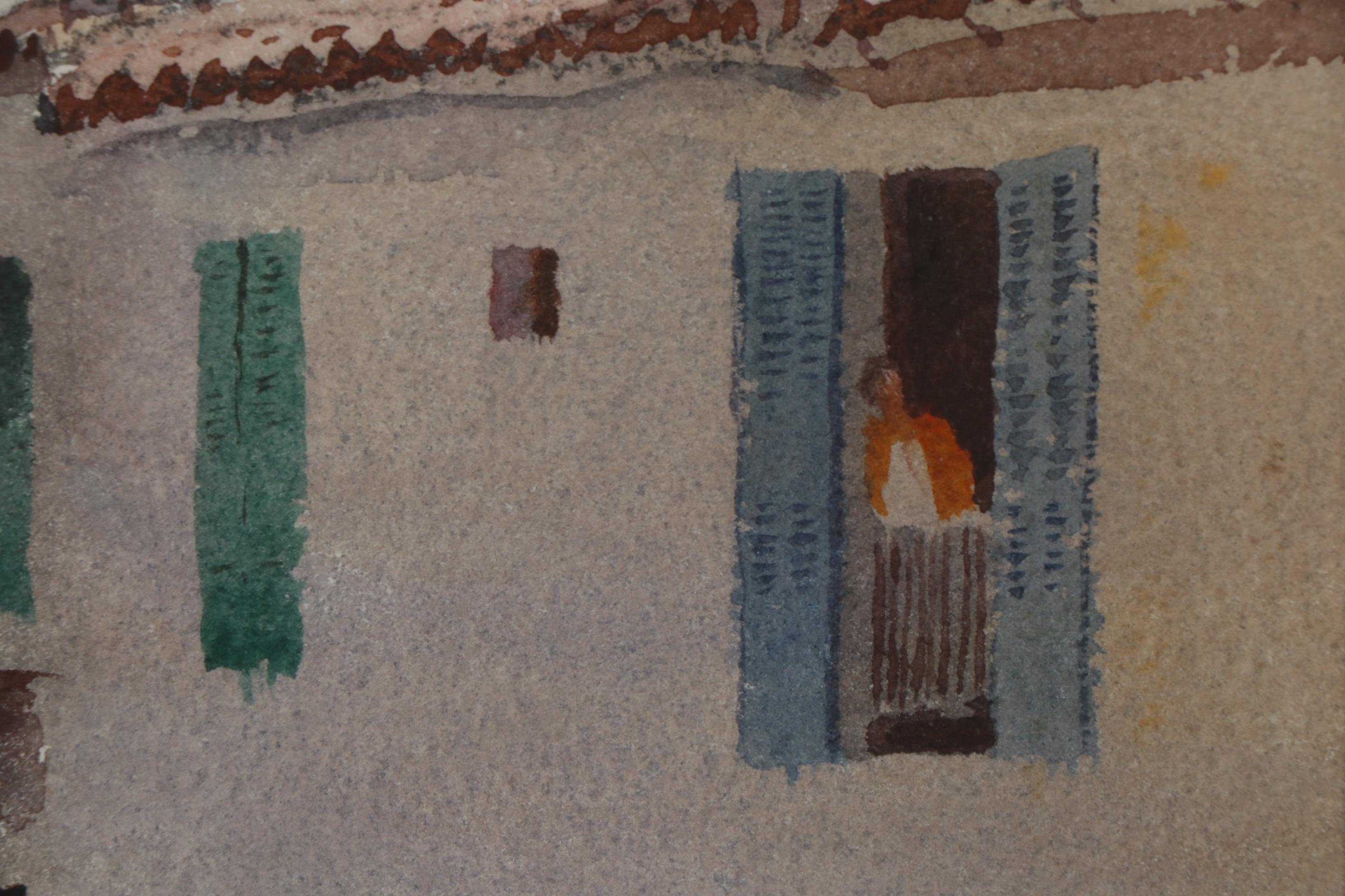 Edmond James Fitzgerald Watercolor Painting of Urban Landscape