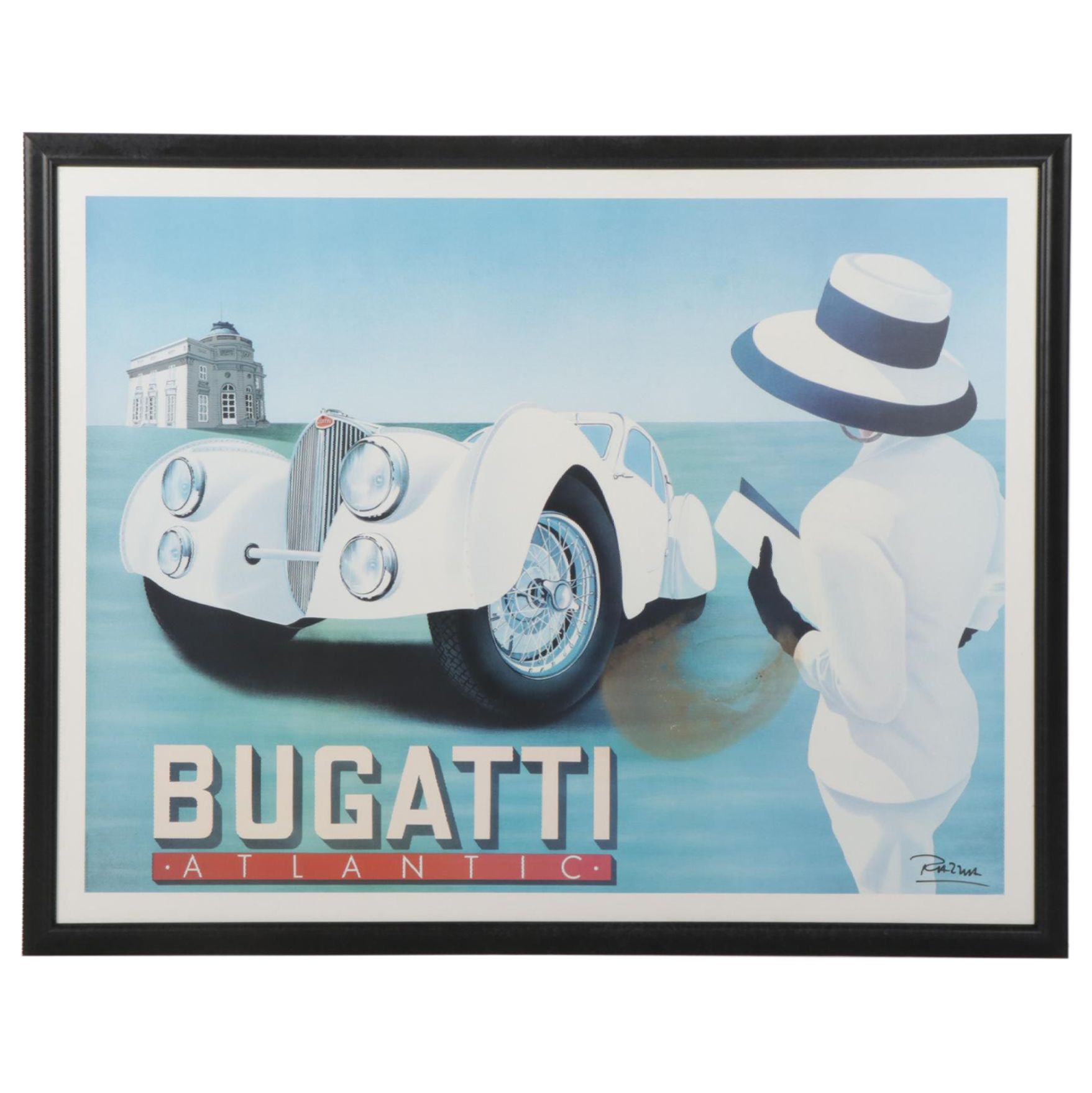 Razzia Luxury Car Giclée Poster "Bugatti Atlantic," Circa 1989