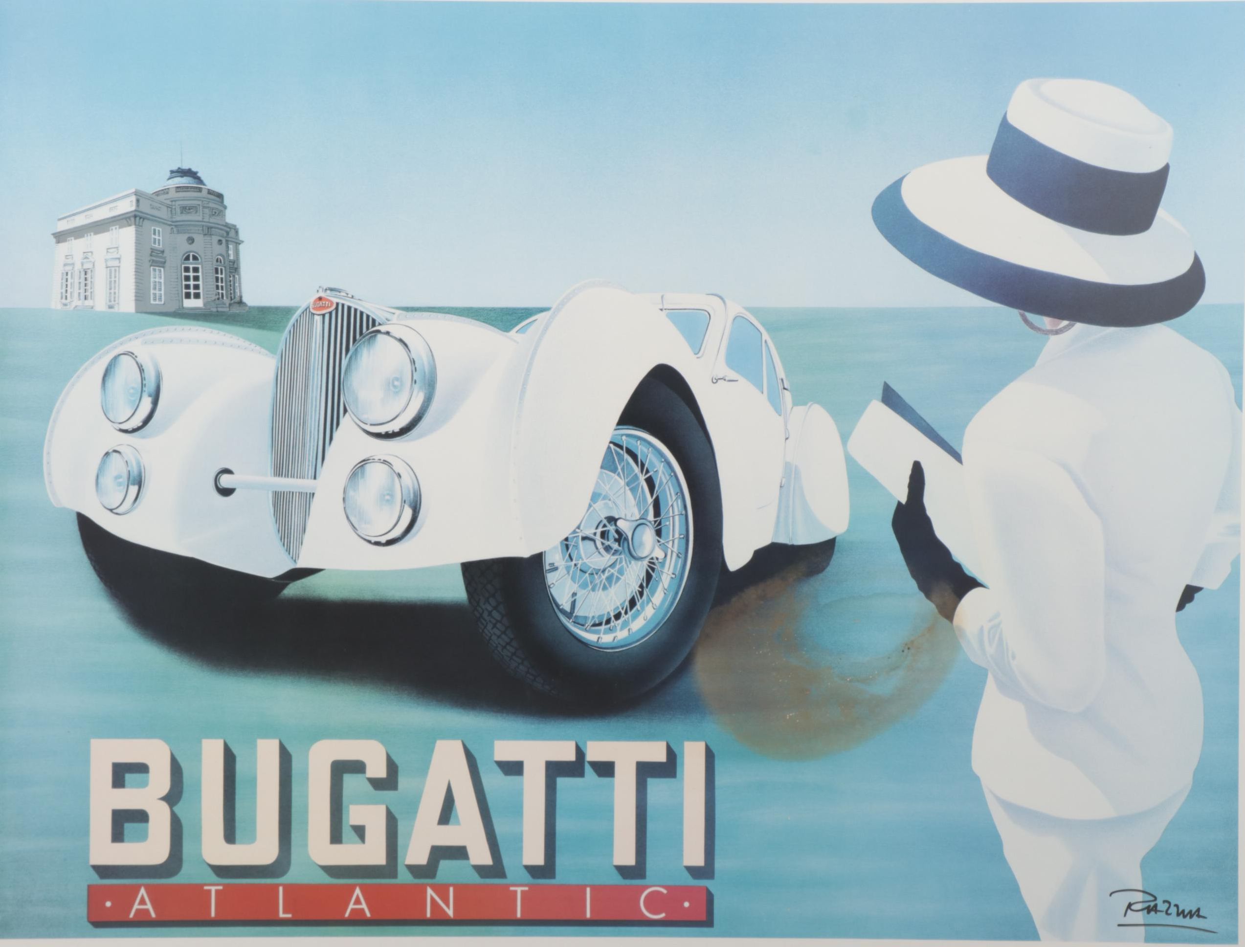 Razzia Luxury Car Giclée Poster "Bugatti Atlantic," Circa 1989