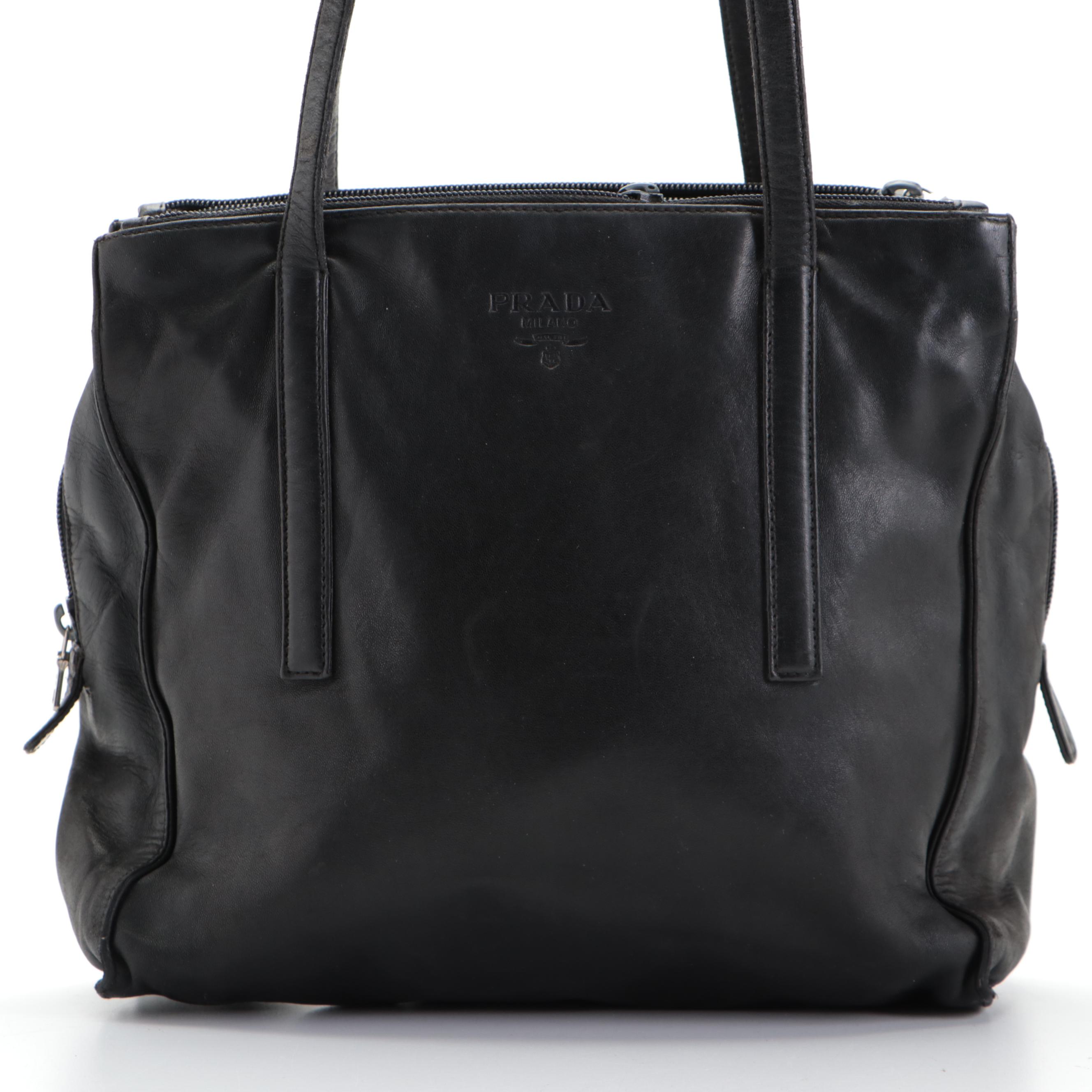 Prada Shoulder Bag in Black Lambskin