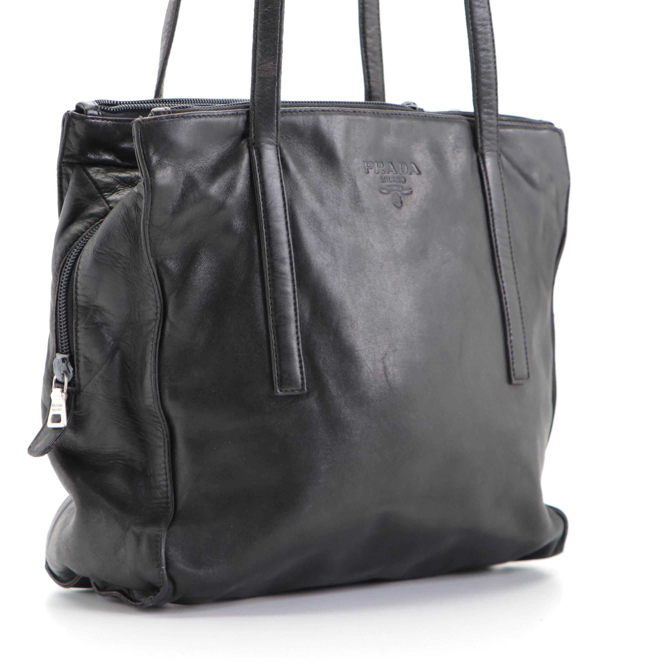 Prada Shoulder Bag in Black Lambskin