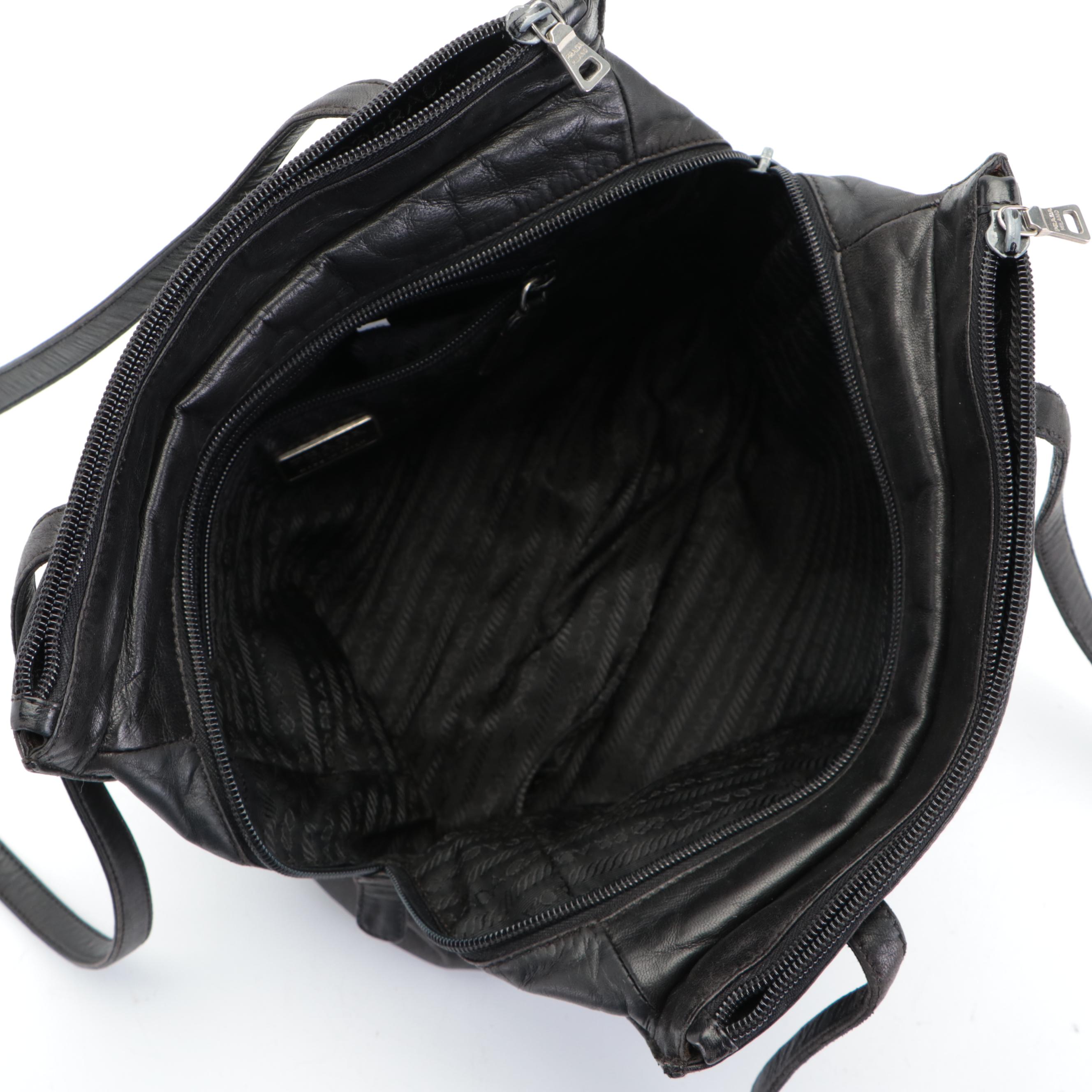 Prada Shoulder Bag in Black Lambskin