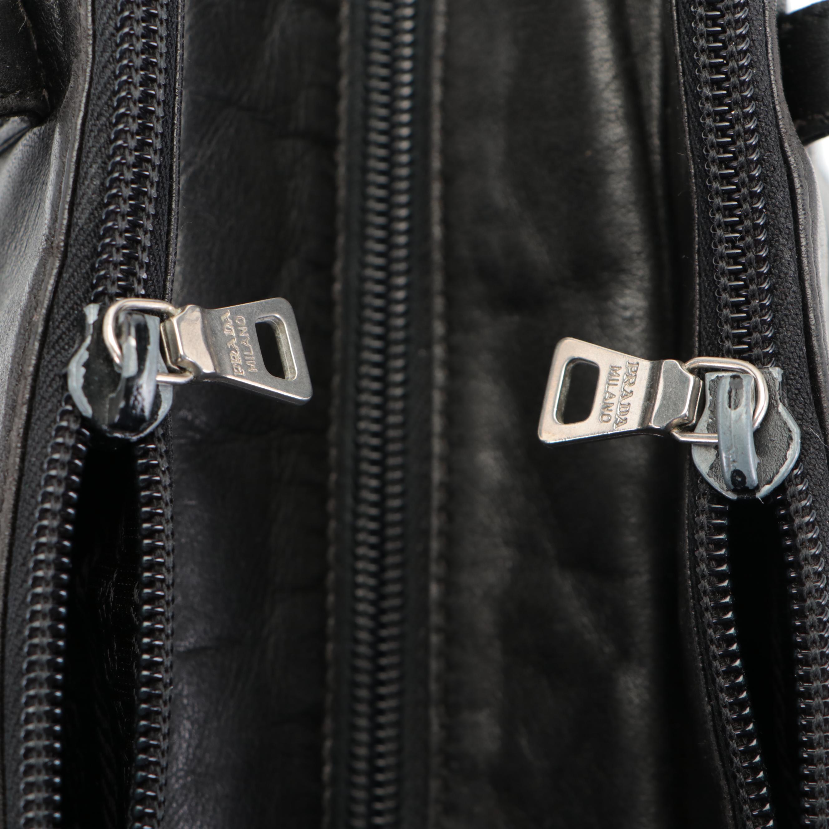 Prada Shoulder Bag in Black Lambskin