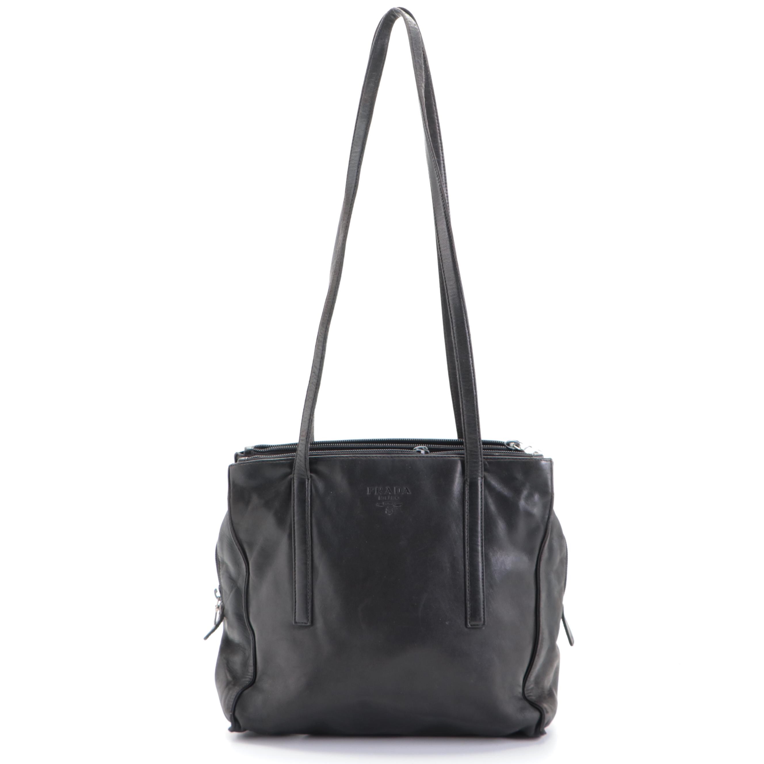 Prada Shoulder Bag in Black Lambskin