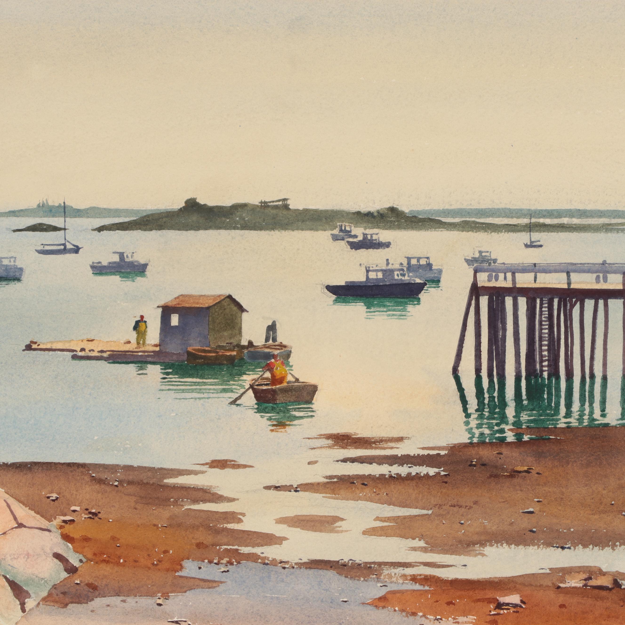 Edmond James Fitzgerald Watercolor Painting of a Beach