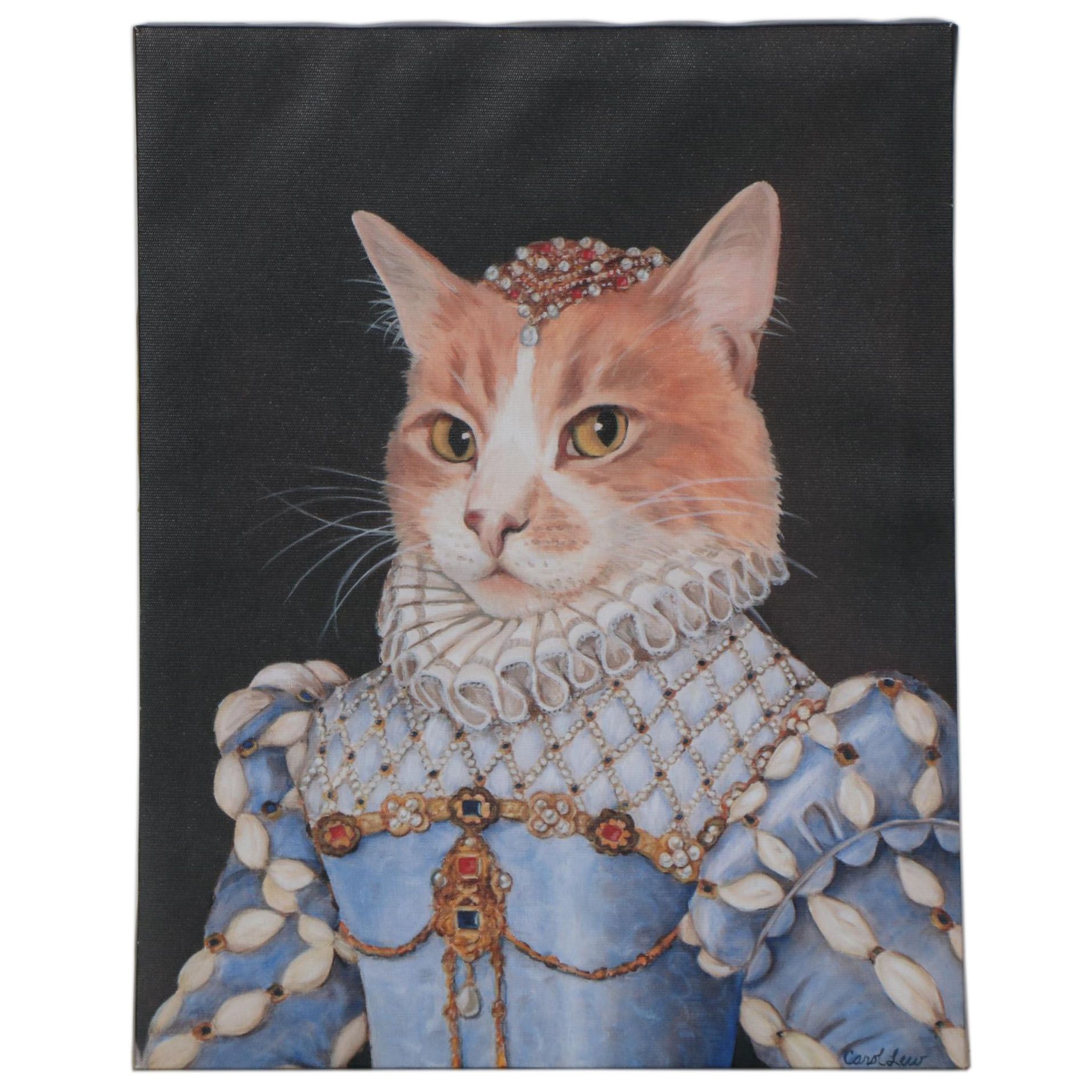 Anthropomorphic Cat Portrait Giclée After Carol Lew