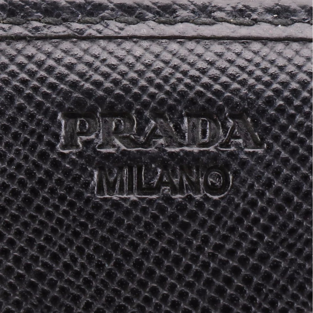 Prada Long Wallet with Bow in Black Saffiano Leather