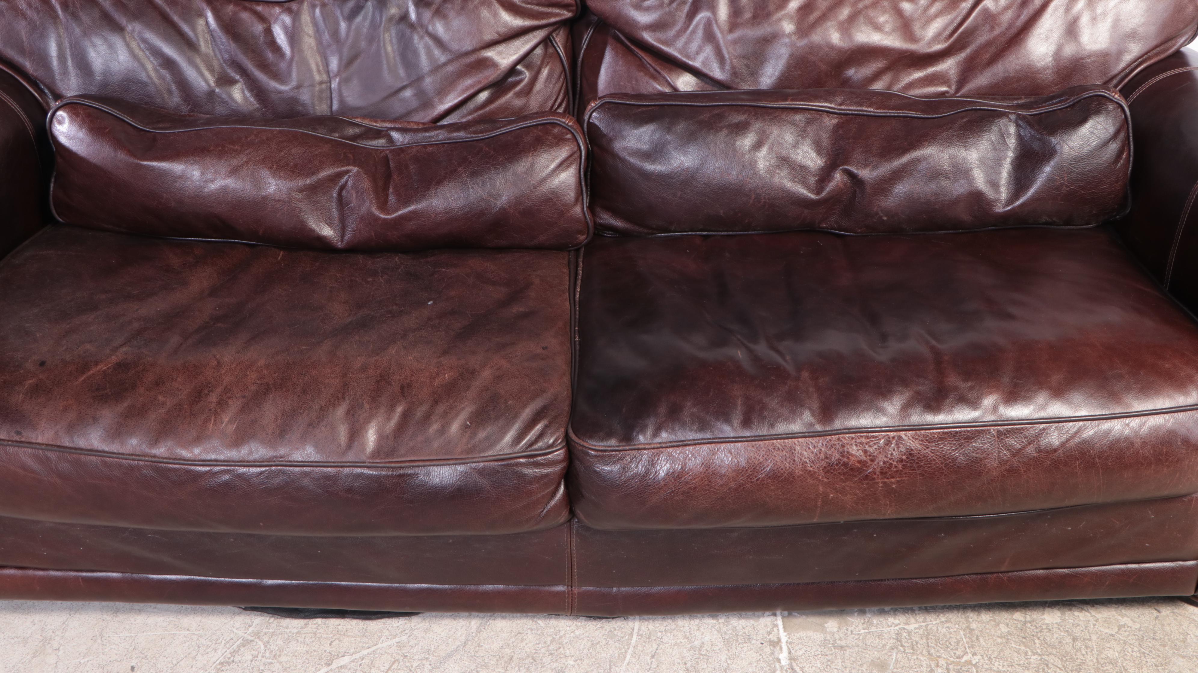 Divani Chateau d'Ax Brown Leather Sofa and Ottoman
