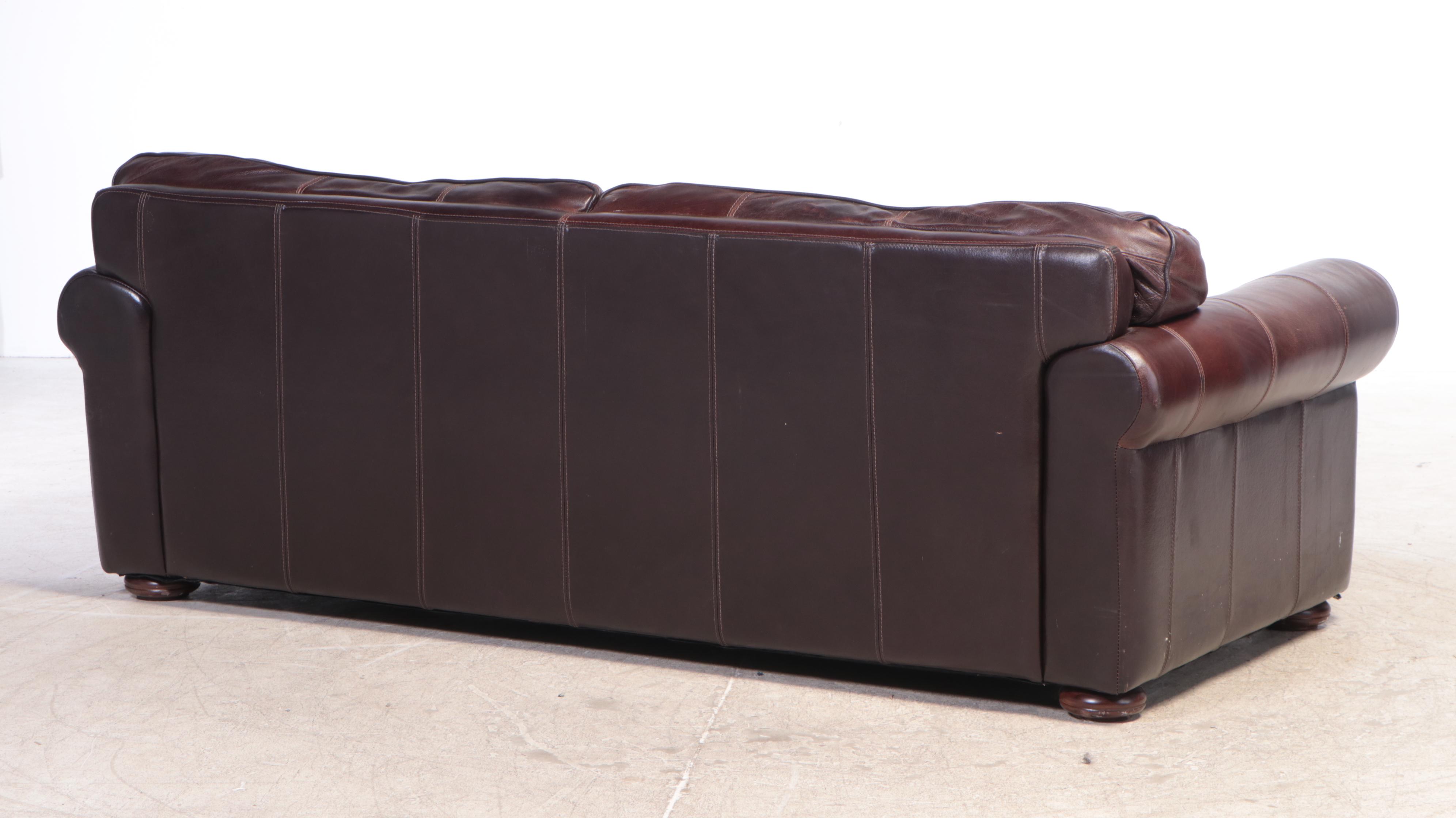 Divani Chateau d'Ax Brown Leather Sofa and Ottoman