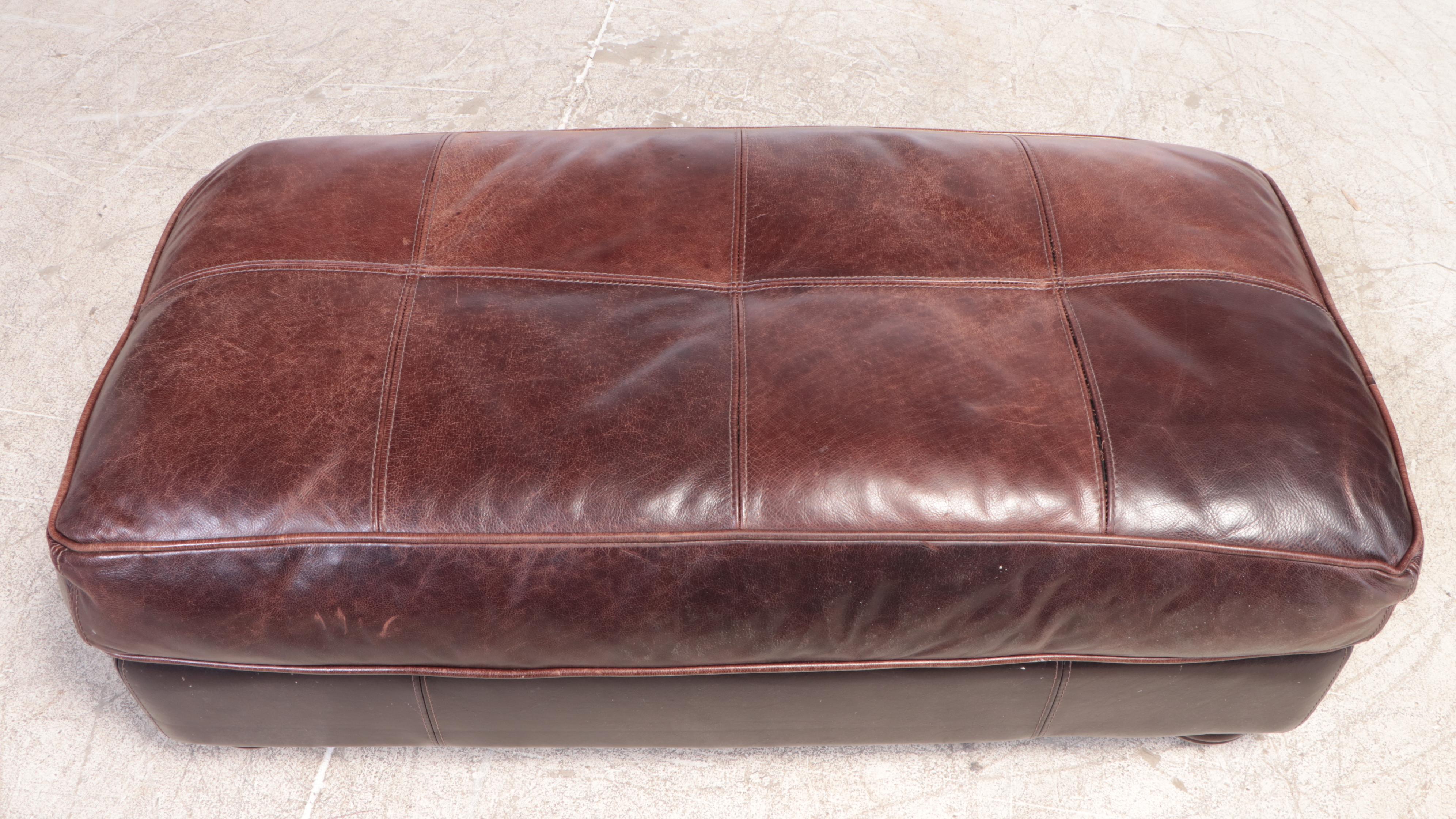 Divani Chateau d'Ax Brown Leather Sofa and Ottoman