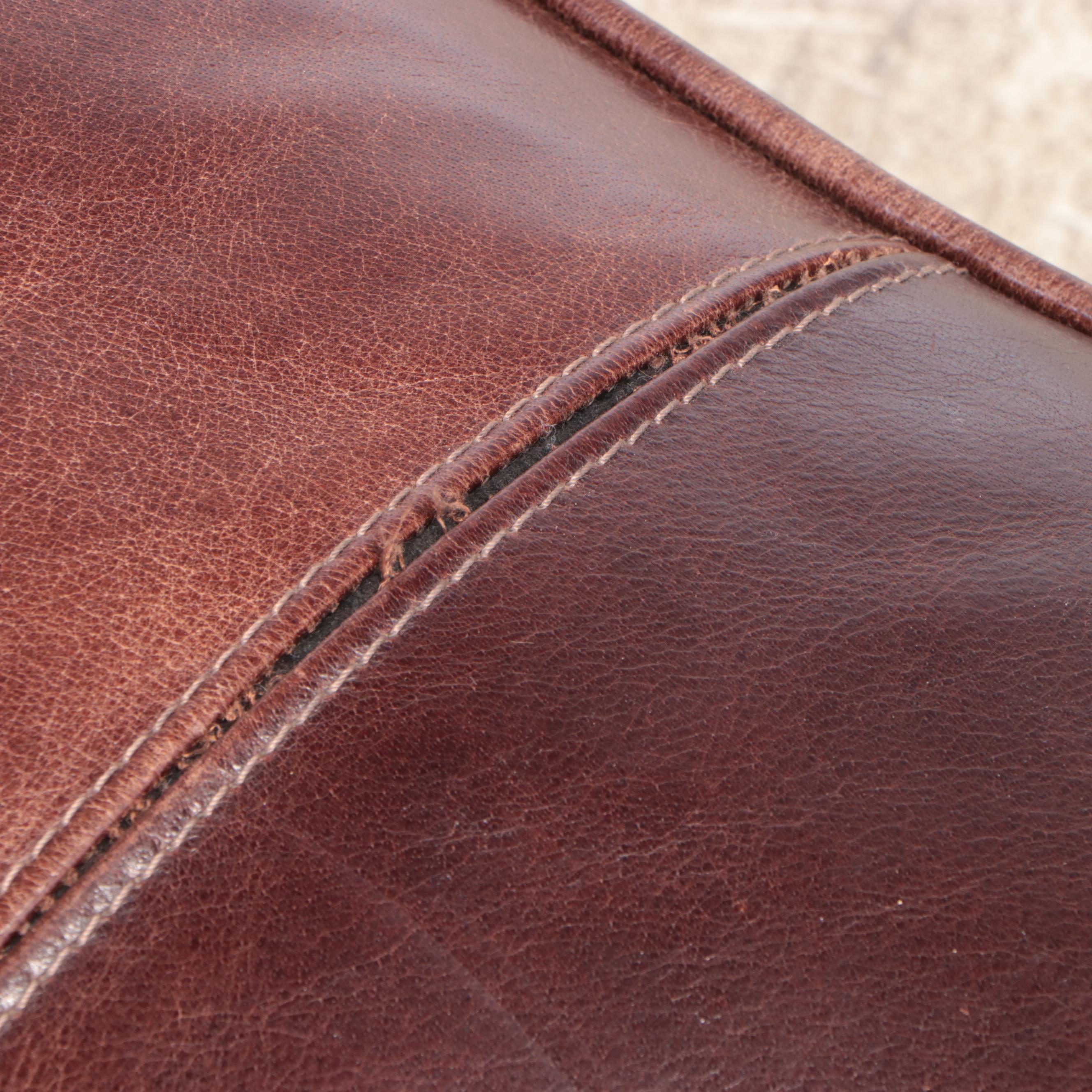 Divani Chateau d'Ax Brown Leather Sofa and Ottoman