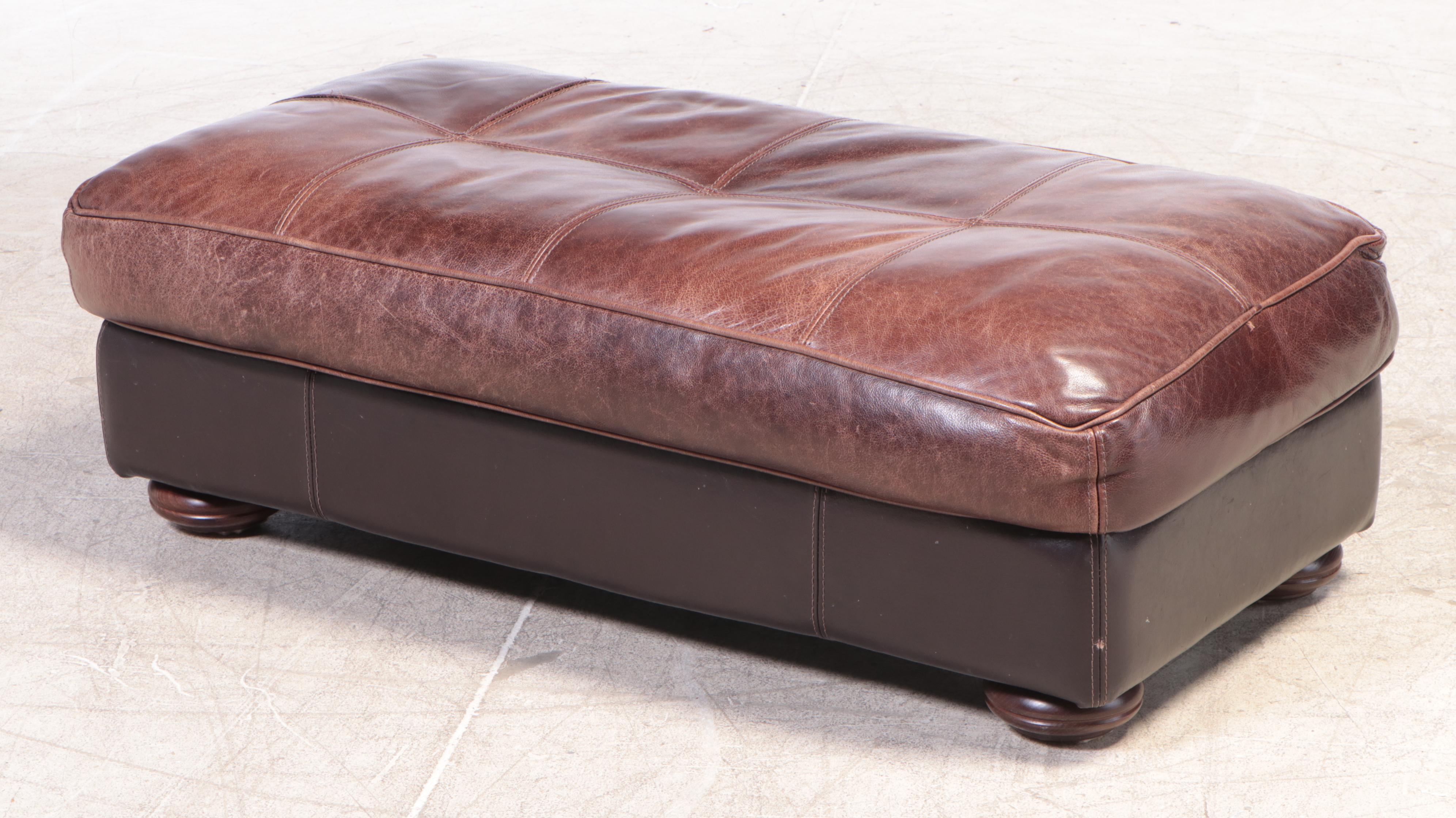 Divani Chateau d'Ax Brown Leather Sofa and Ottoman