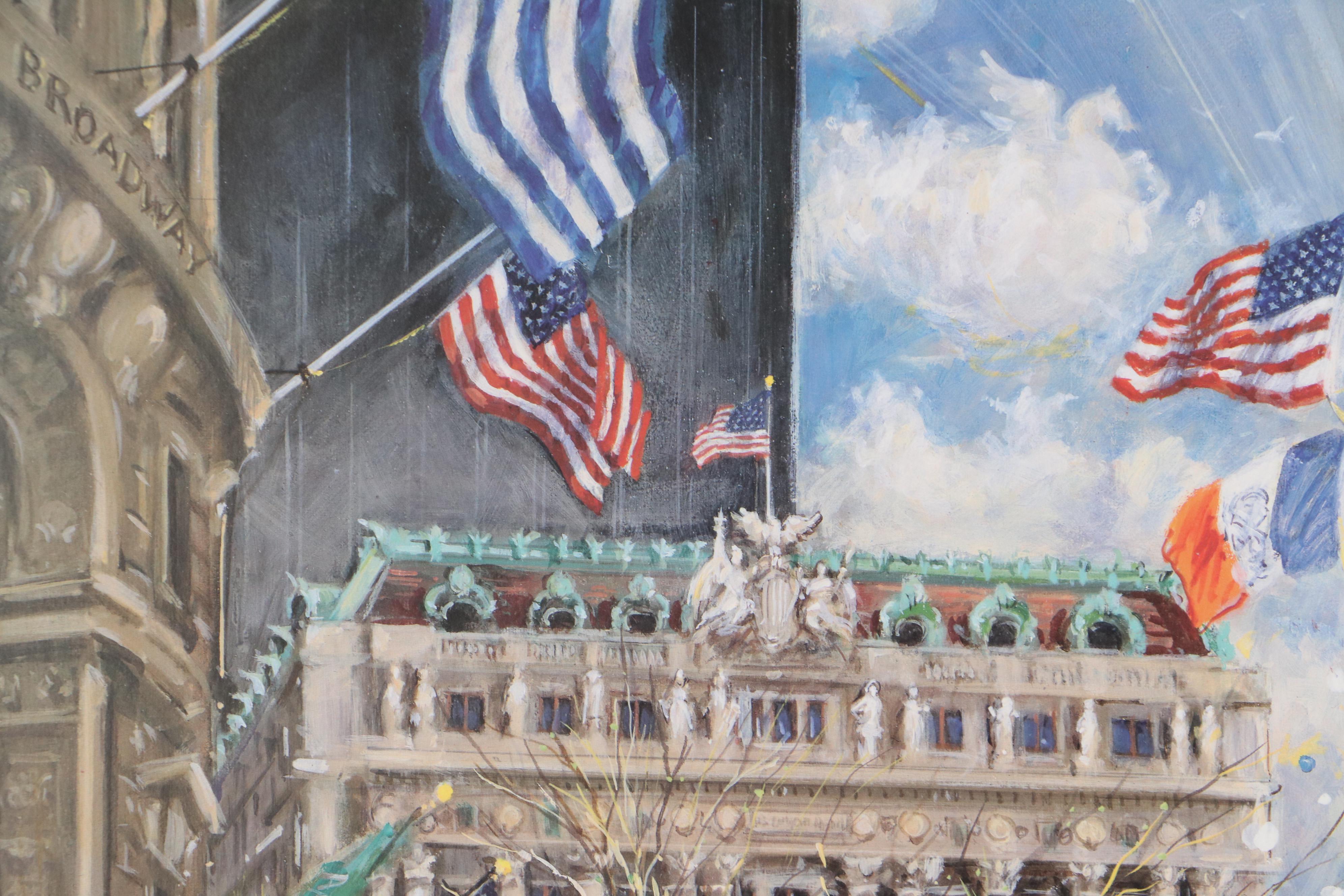 Kamil Kubik Offset Lithograph "Greek Parade on Broadway"