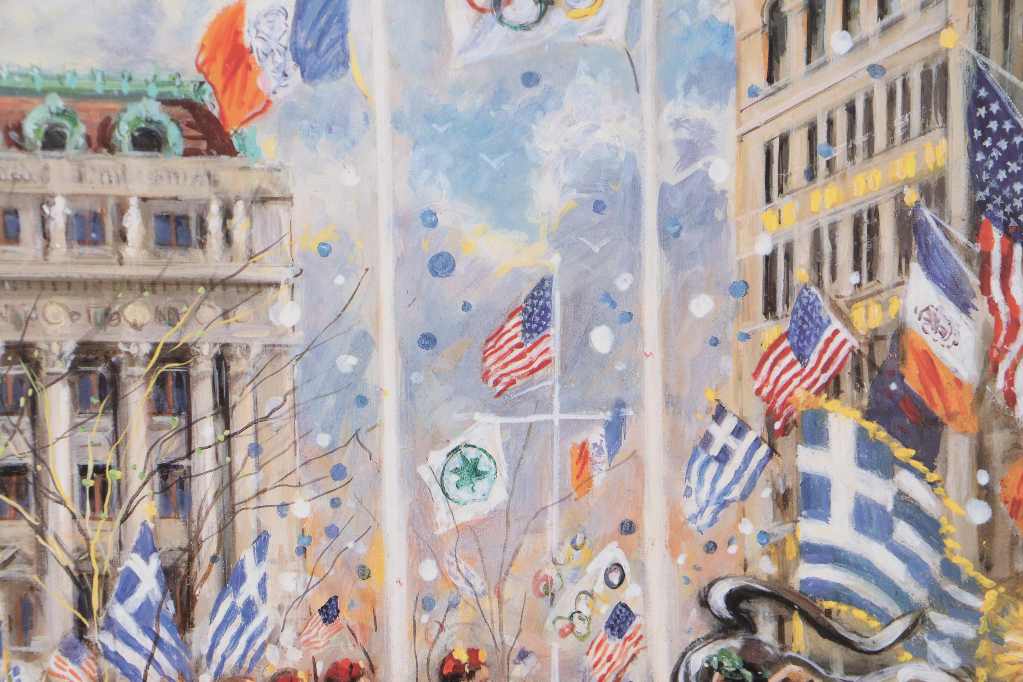 Kamil Kubik Offset Lithograph "Greek Parade on Broadway"