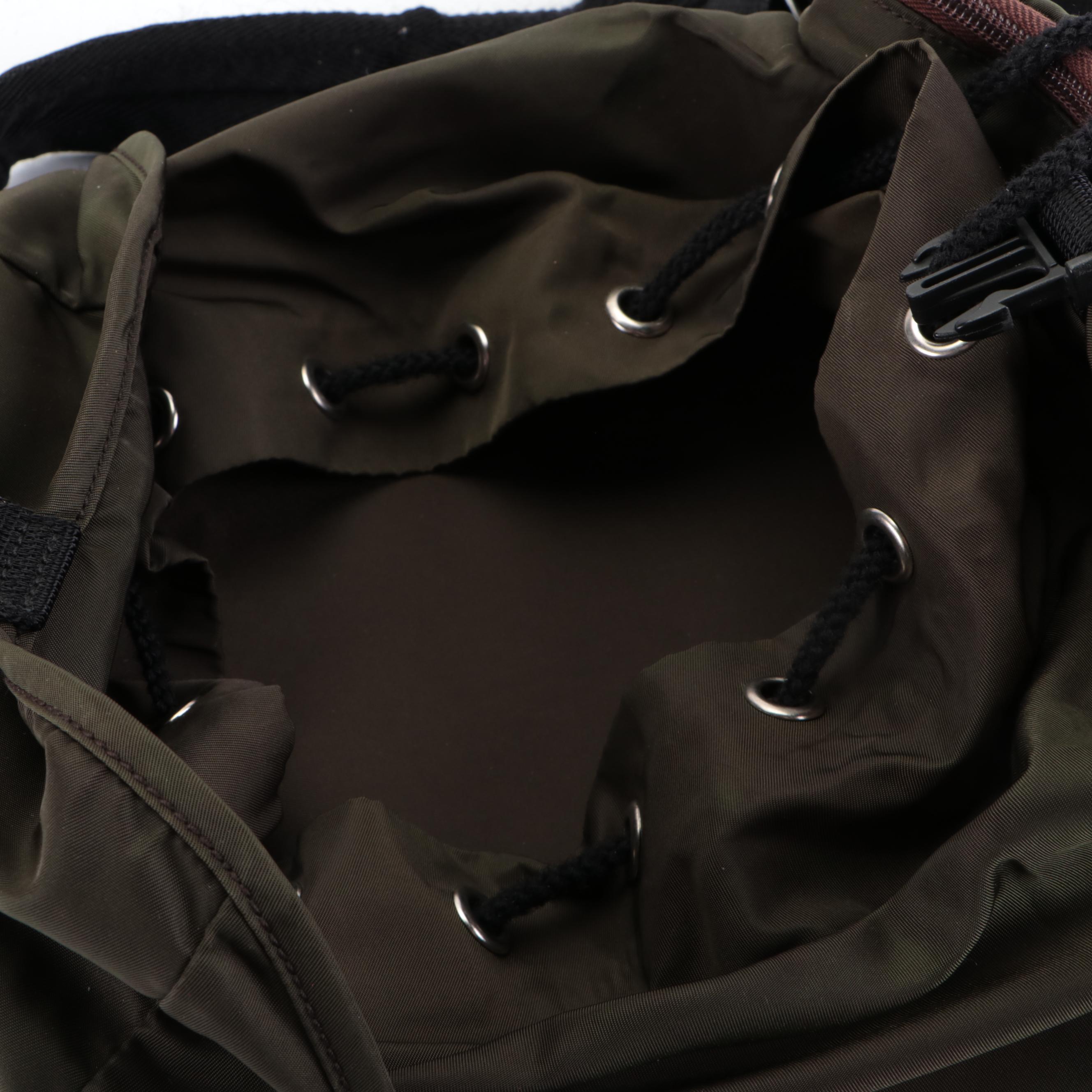 Prada Front-Pocket Small Rucksack Backpack in Dark Green Nylon Tessuto