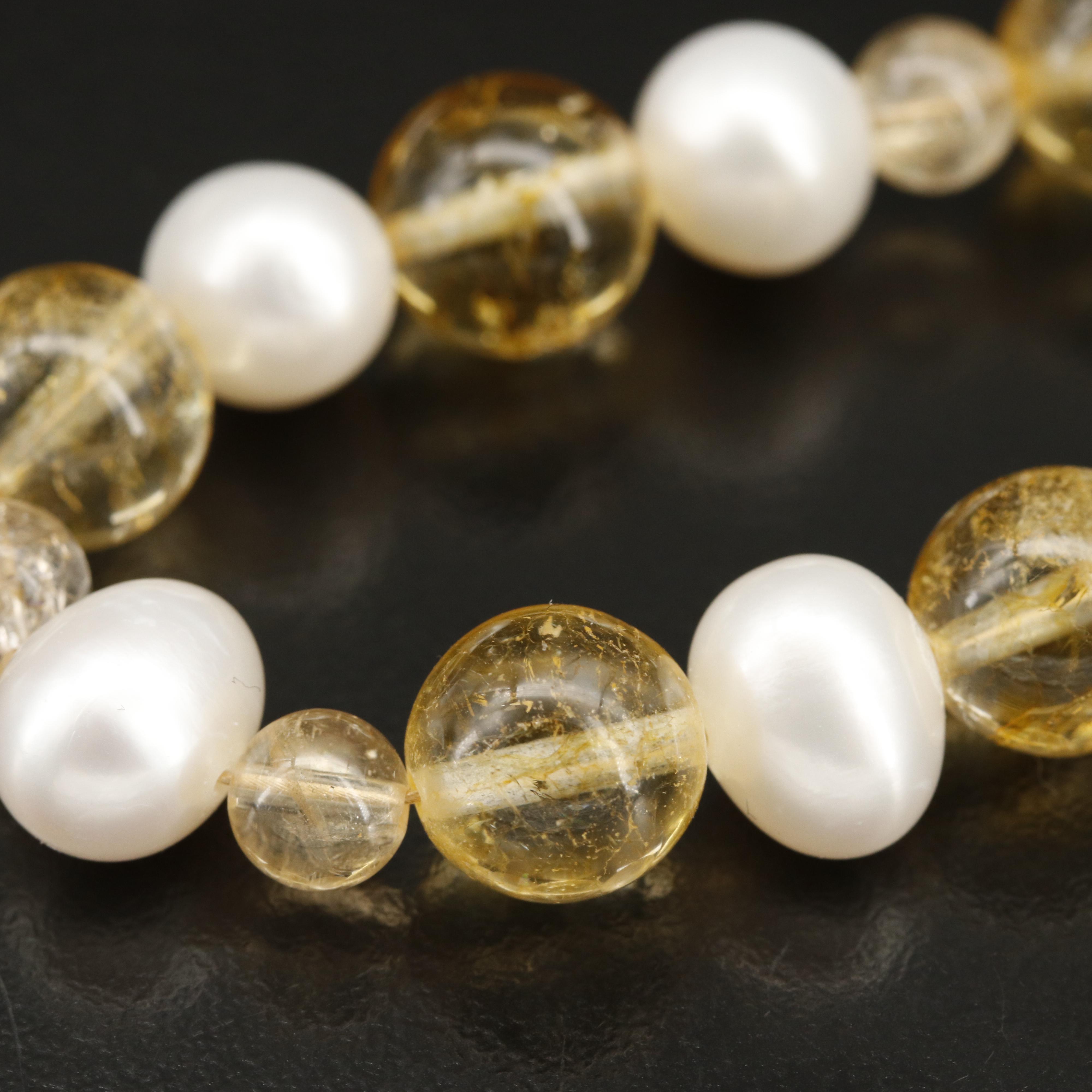 Pearl and Quartz Beaded Bracelet with Gold-Filled Clasp