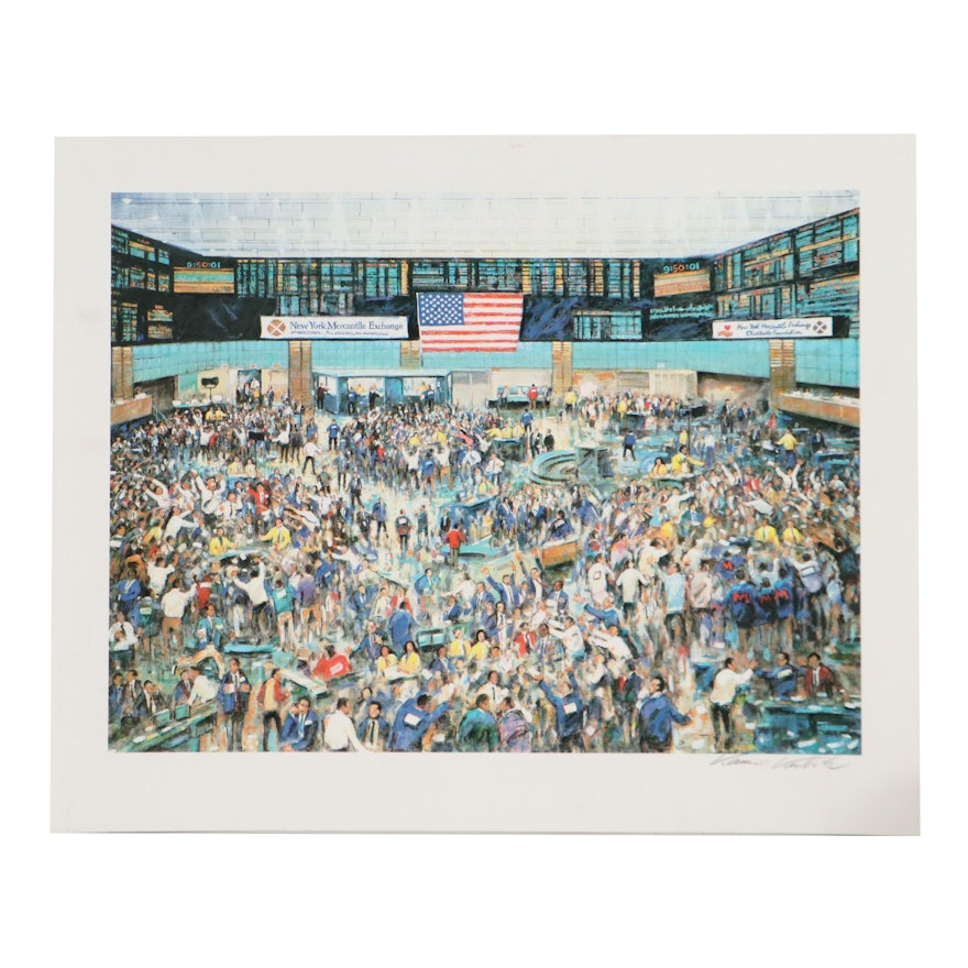 Kamil Kubik Offset Lithograph "New York Mercantile Exchange"