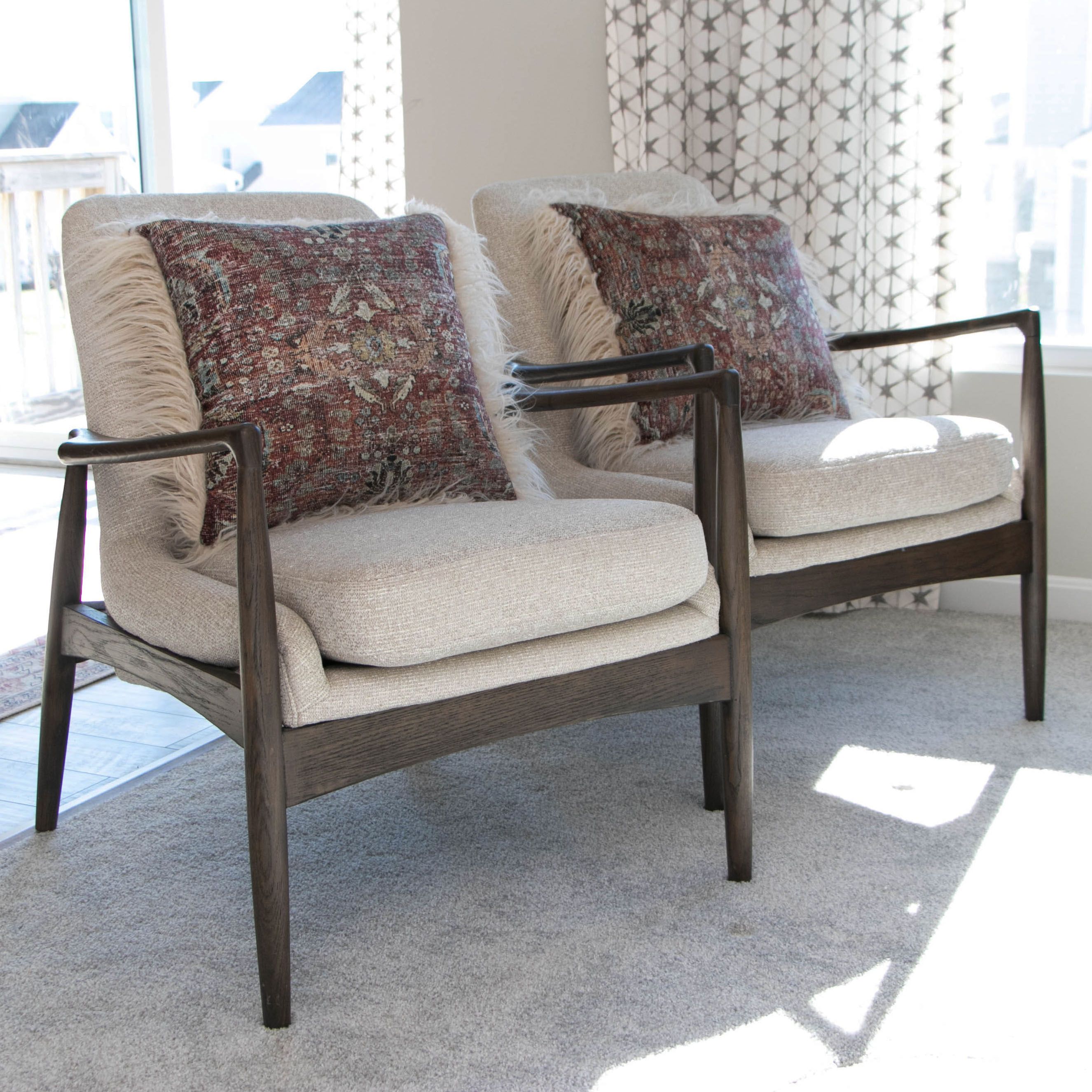 Pair of Four Hands Mid Century Modern Style "Braden" Lounge Chairs