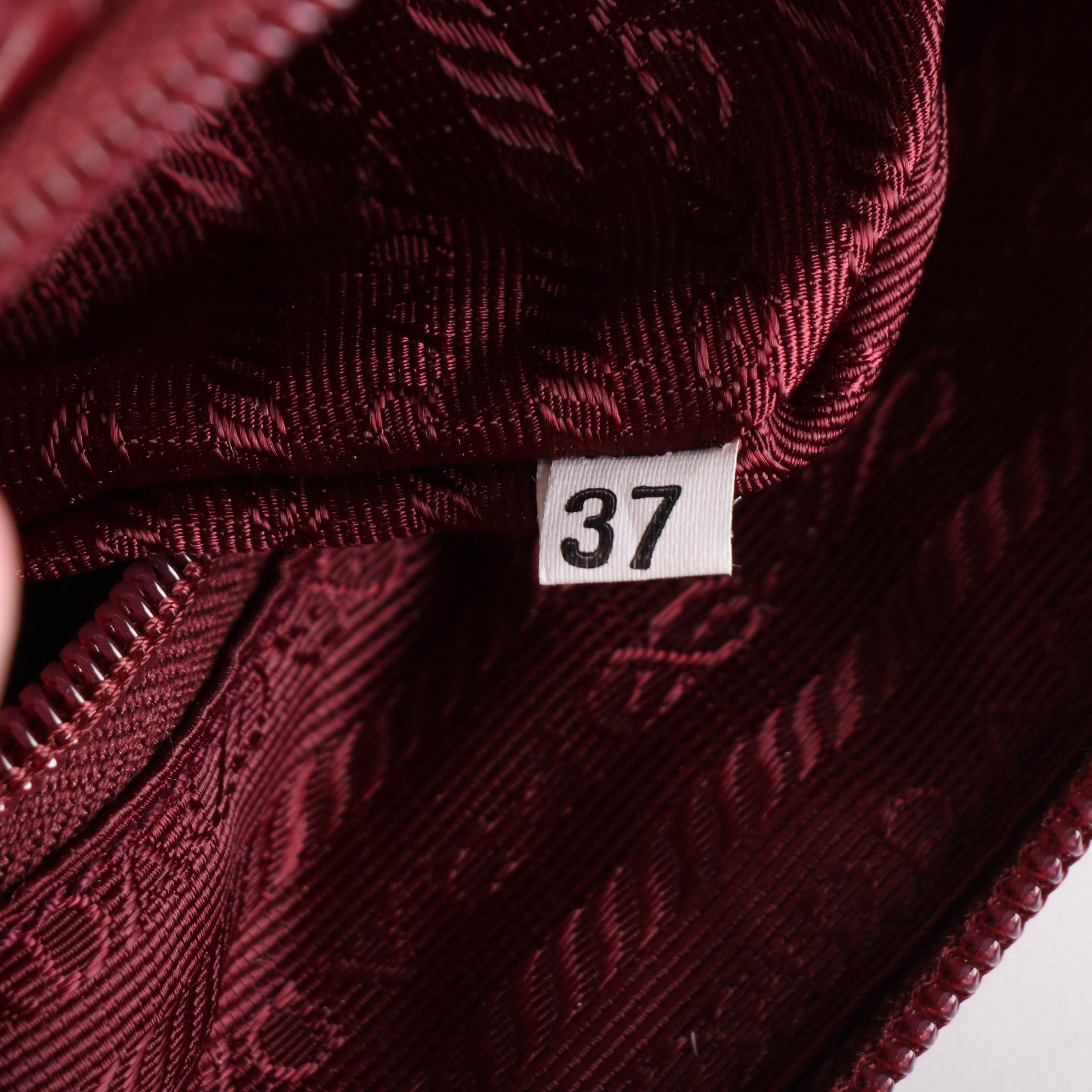 Prada Bauletto Bag in Amaranth Perforated and Smooth Leather