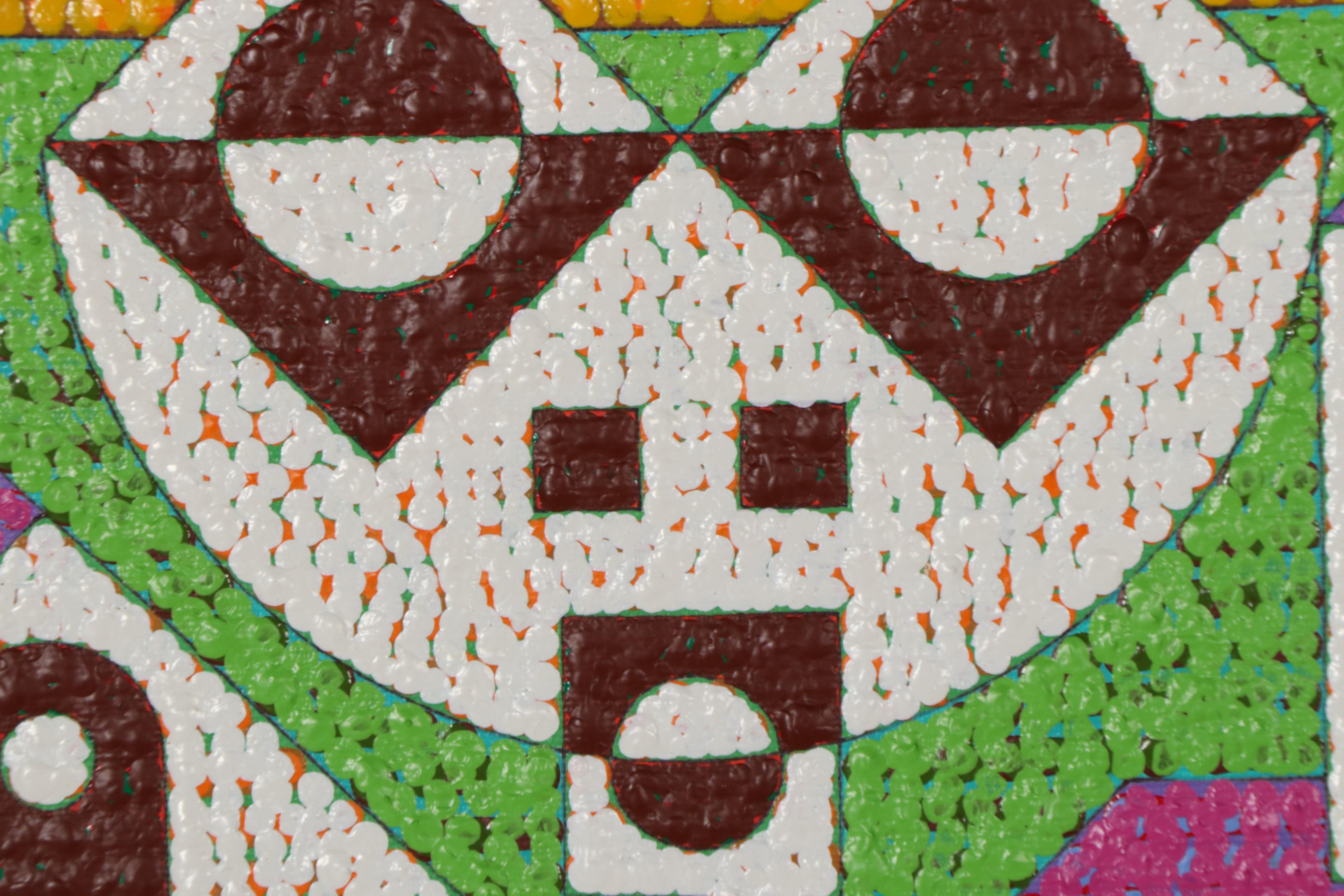 Jerry Kellems Abstract Acrylic Painting of Buildings and Stairs