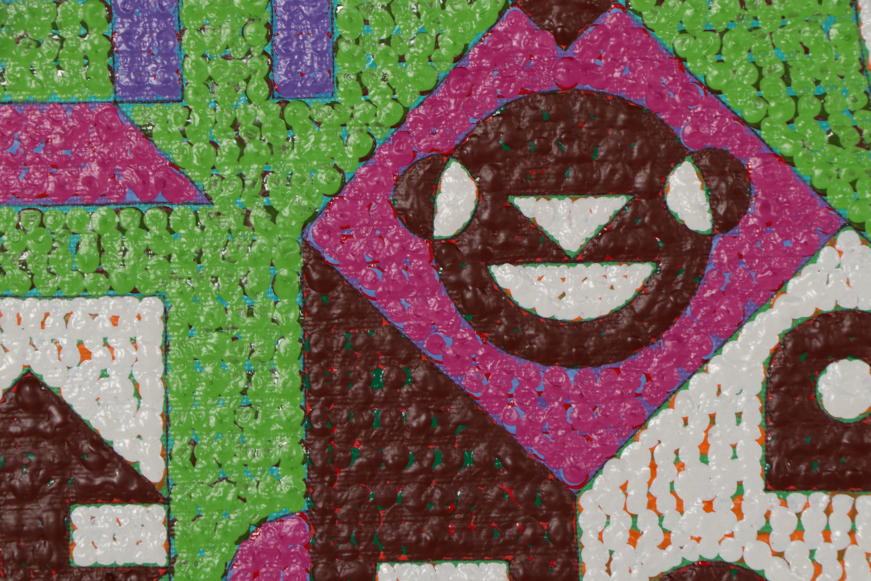 Jerry Kellems Abstract Acrylic Painting of Buildings and Stairs