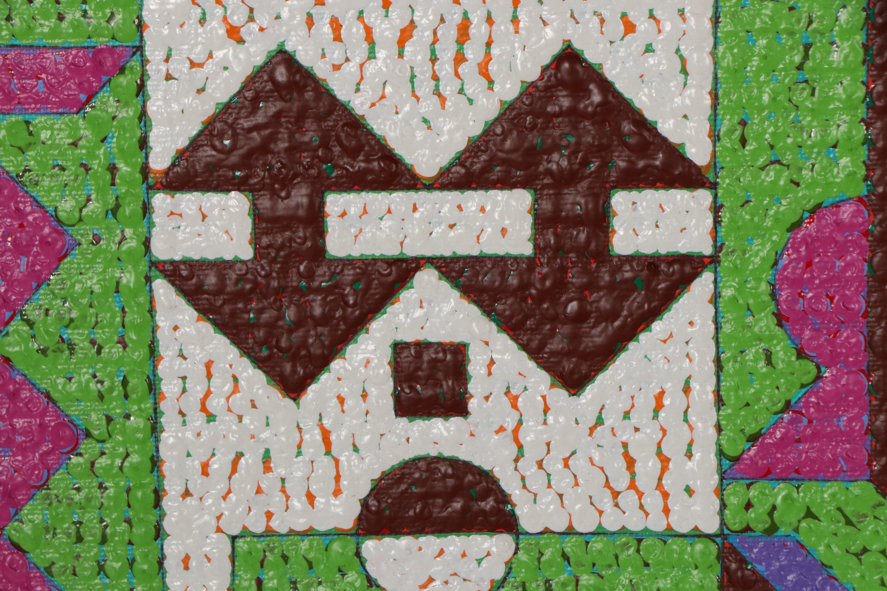 Jerry Kellems Abstract Acrylic Painting of Buildings and Stairs