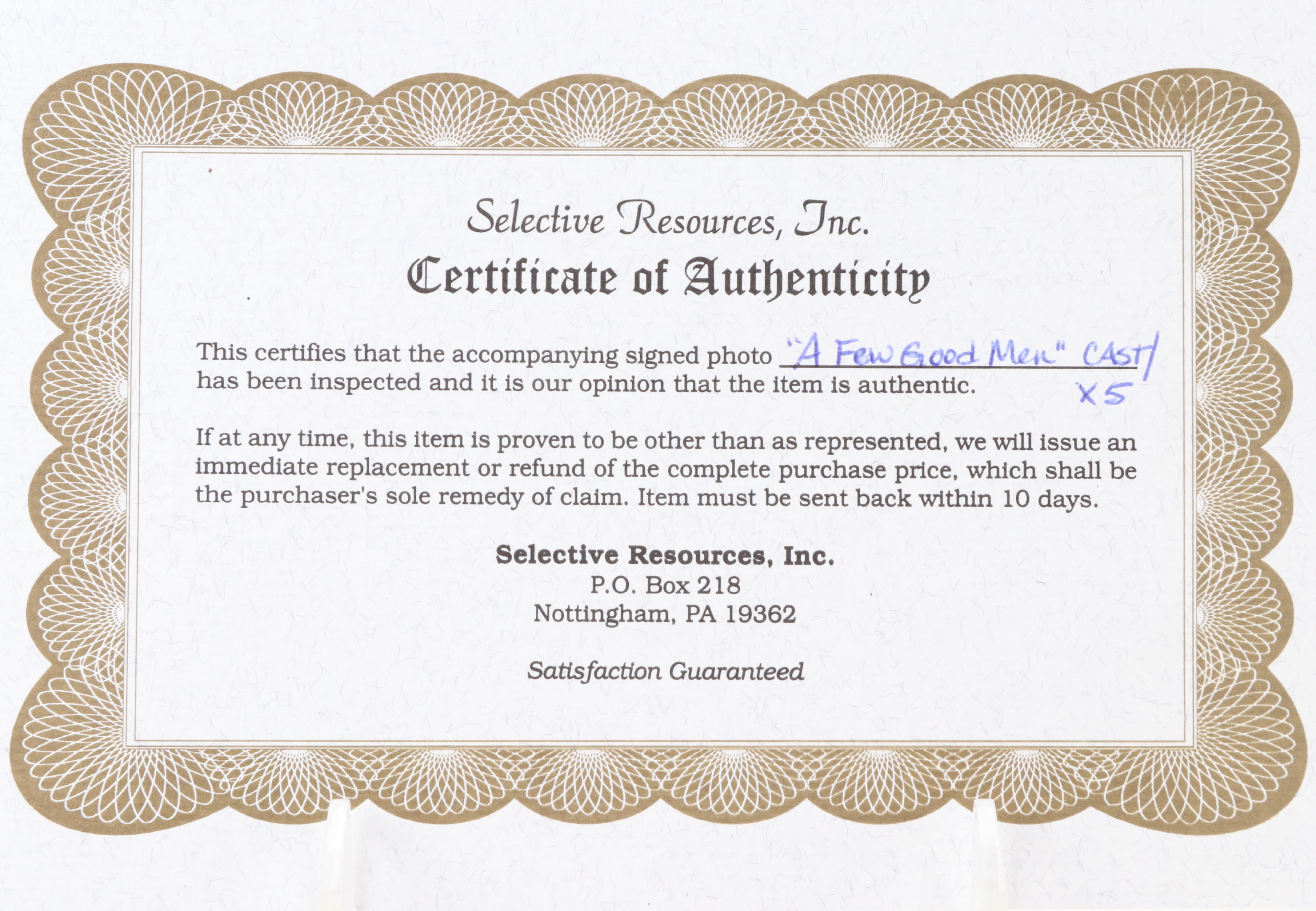 Tom Cruise, Jack Nicholson, and Demi Moore Signed "A Few Good Men" Movie Print