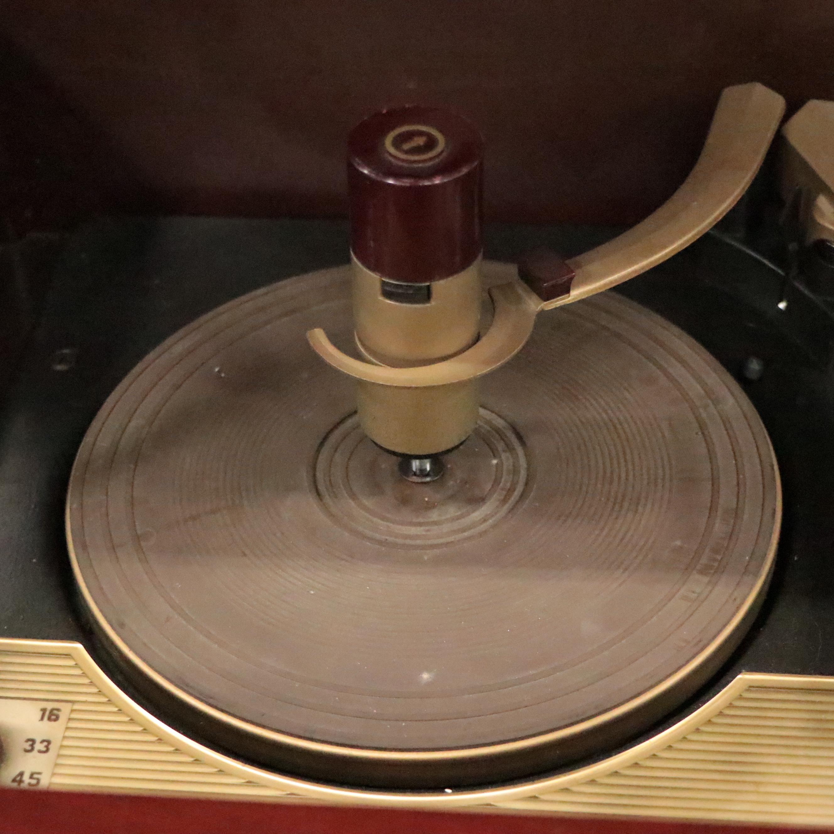 Columbia 360 K2 Phonograph Record Player, 1950s, and Records