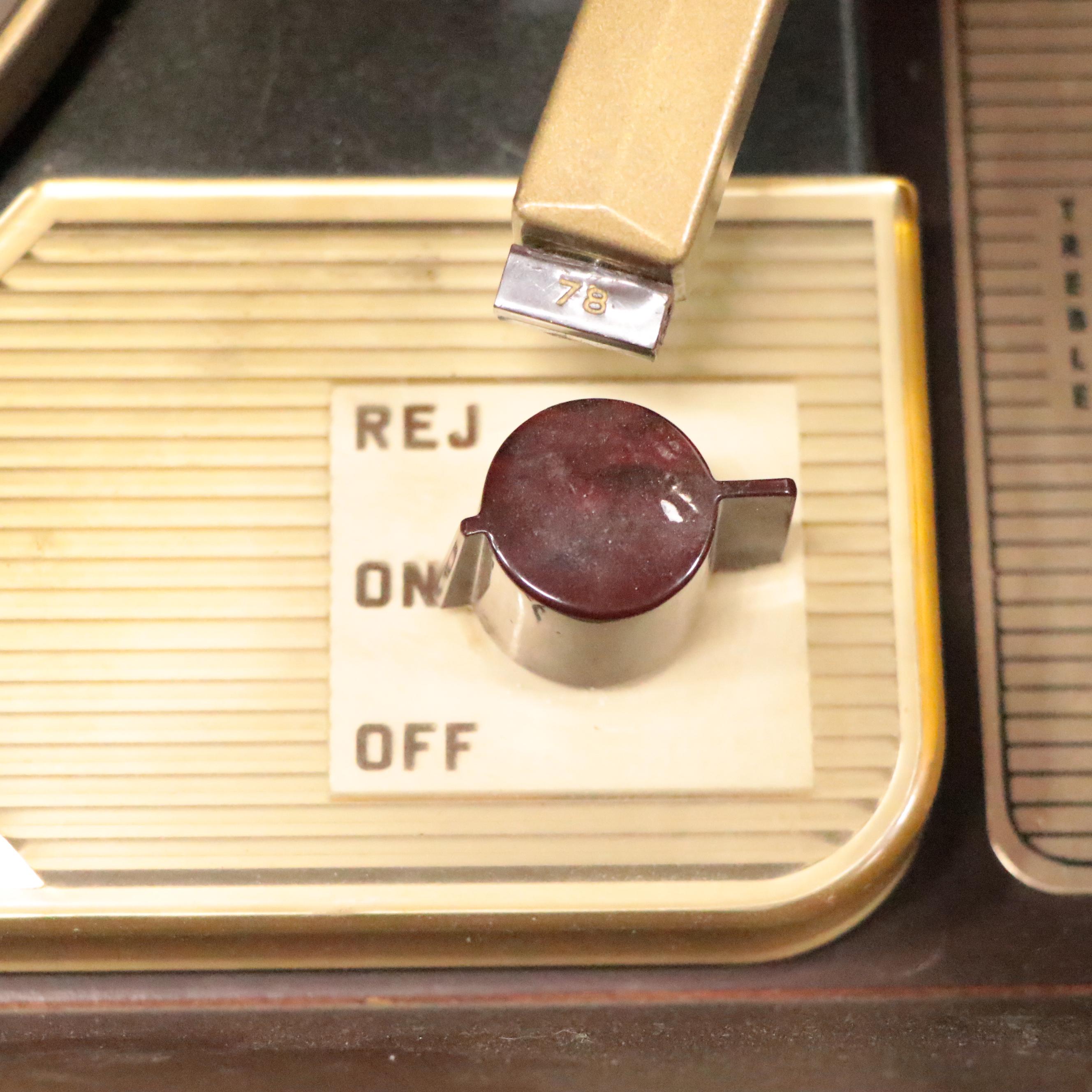 Columbia 360 K2 Phonograph Record Player, 1950s, and Records