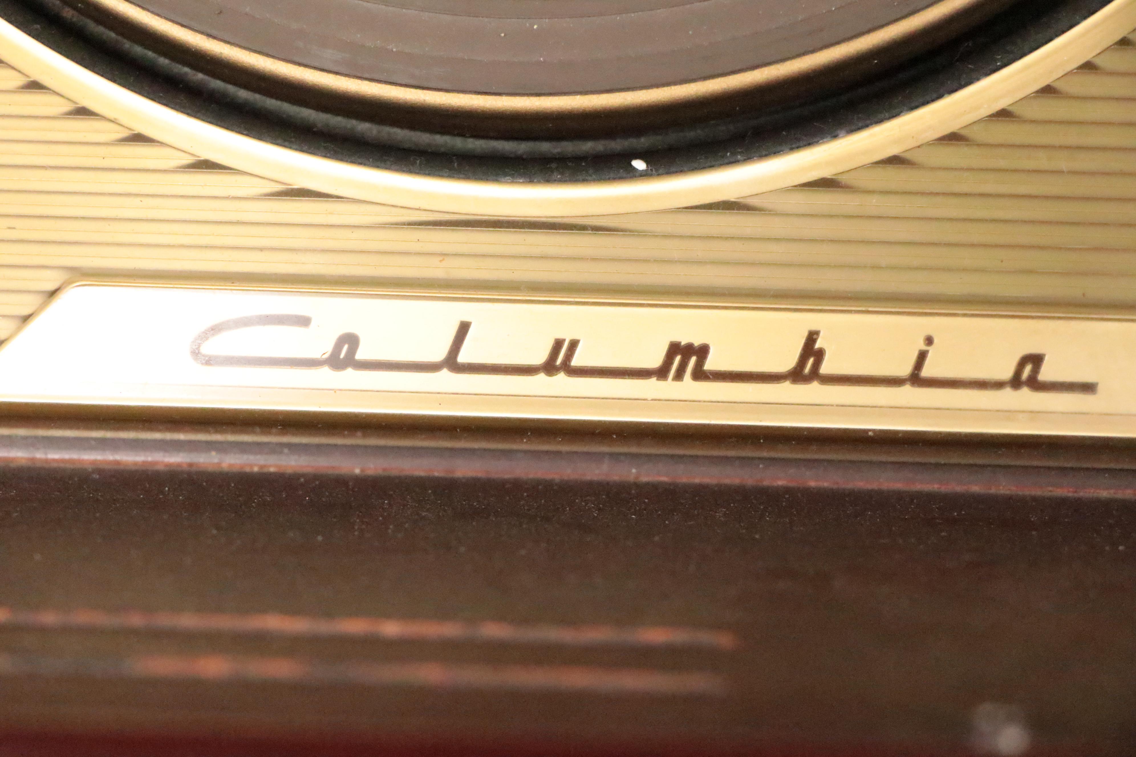 Columbia 360 K2 Phonograph Record Player, 1950s, and Records