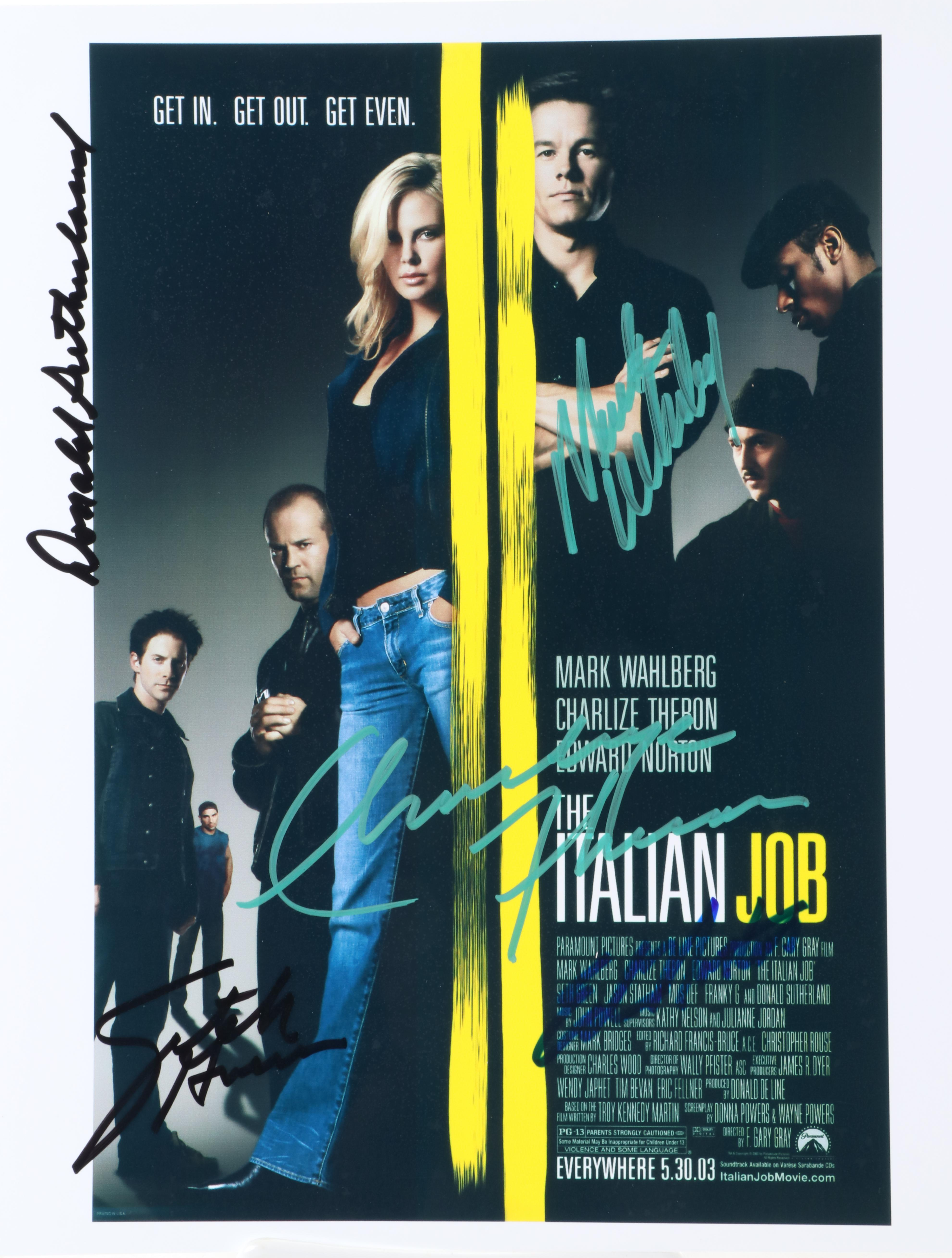 Mark Wahlberg and Charlize Theron Signed "The Italian Job" Signed Movie Print