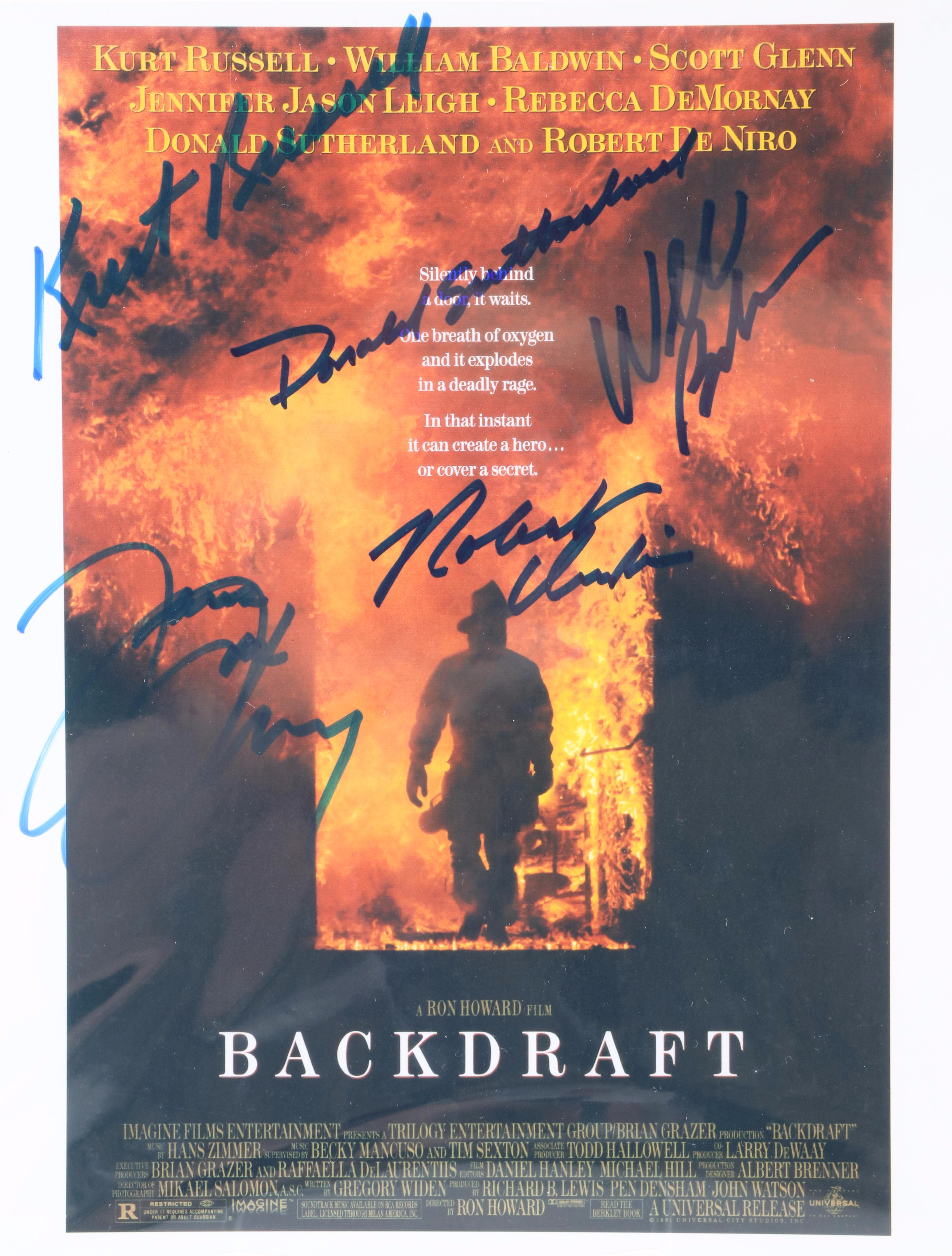 Kurt Russell, Donald Sutherland, and William Baldwin Signed "Backdraft" Print