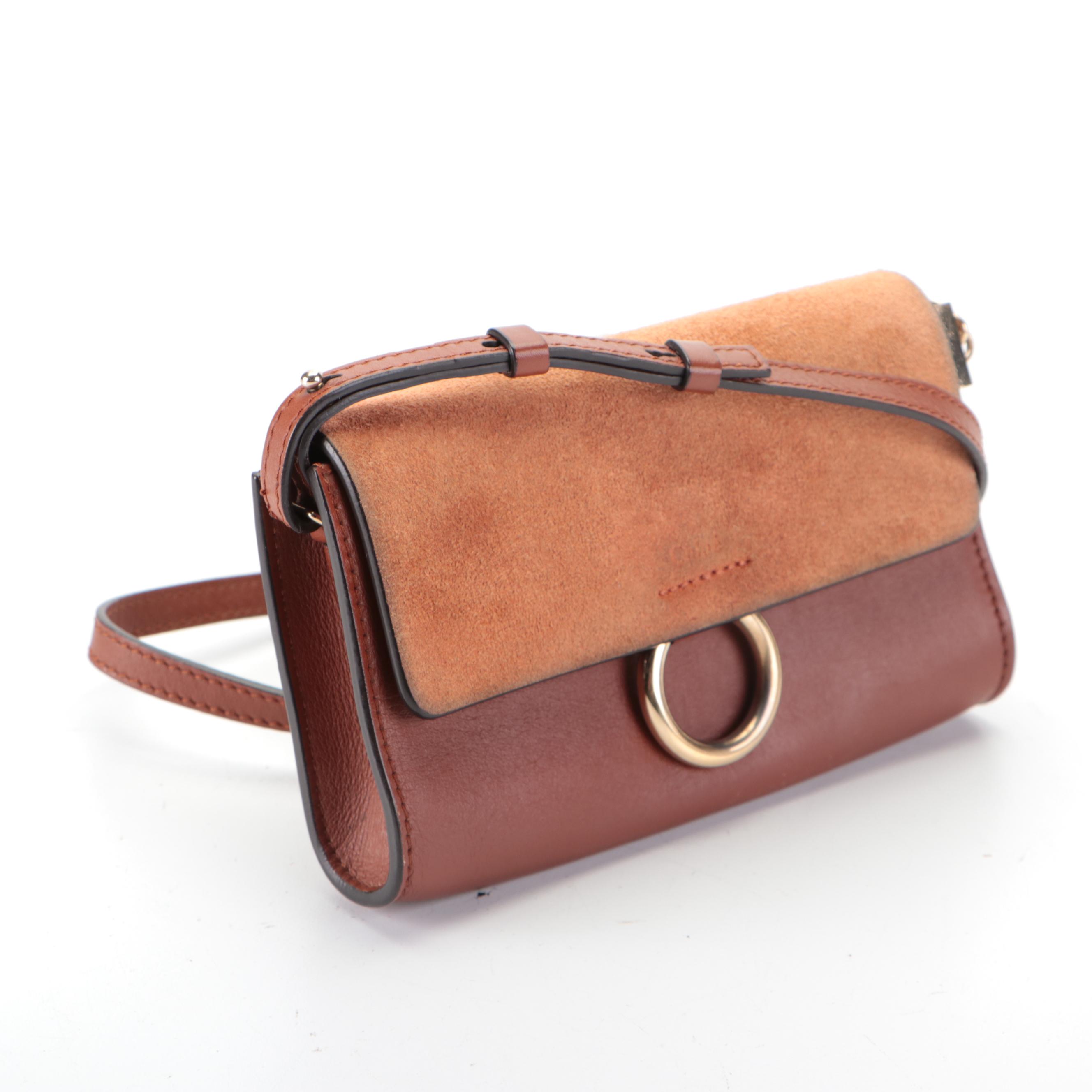 Chloé Mini Faye Crossbody Bag in Brown Leather and Suede