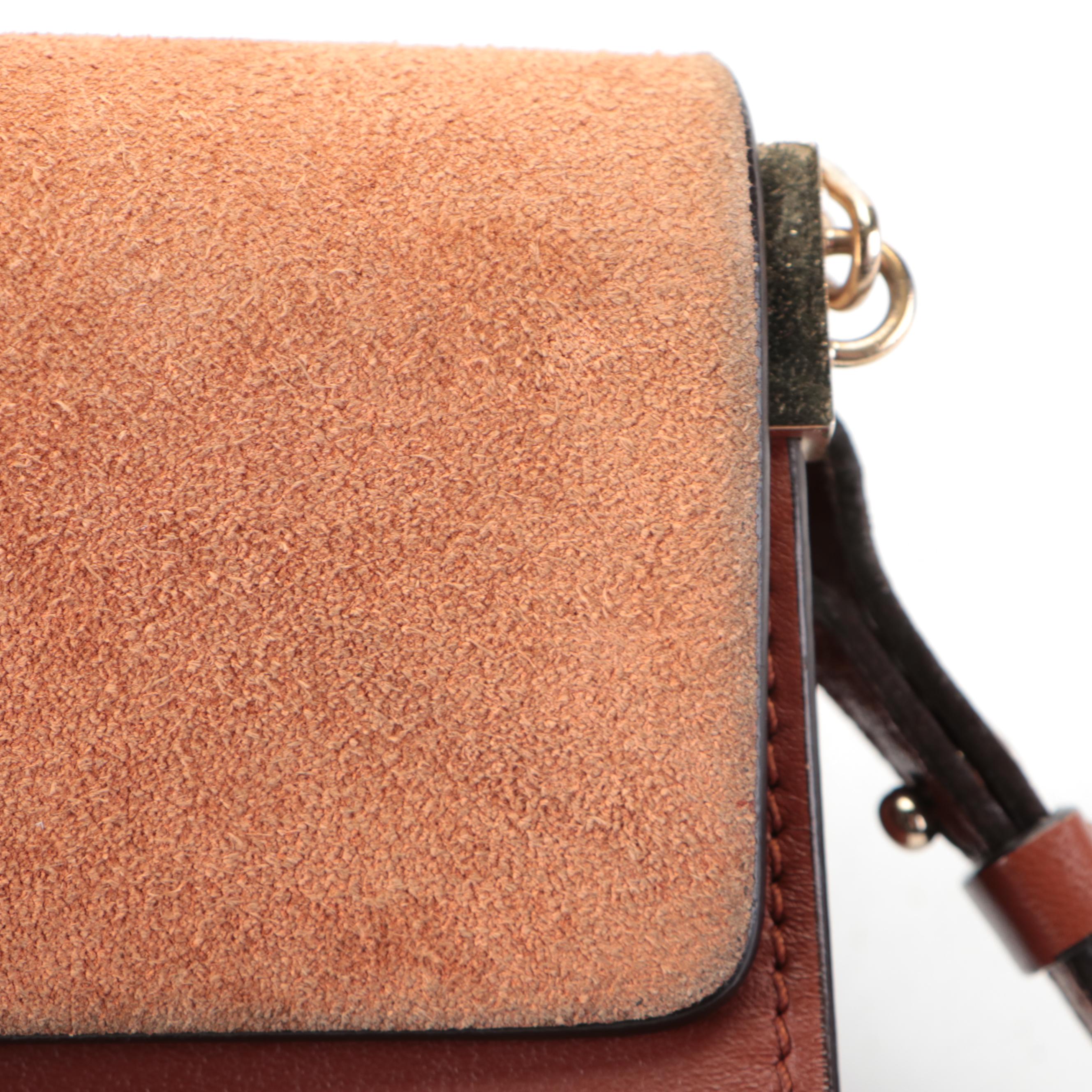 Chloé Mini Faye Crossbody Bag in Brown Leather and Suede