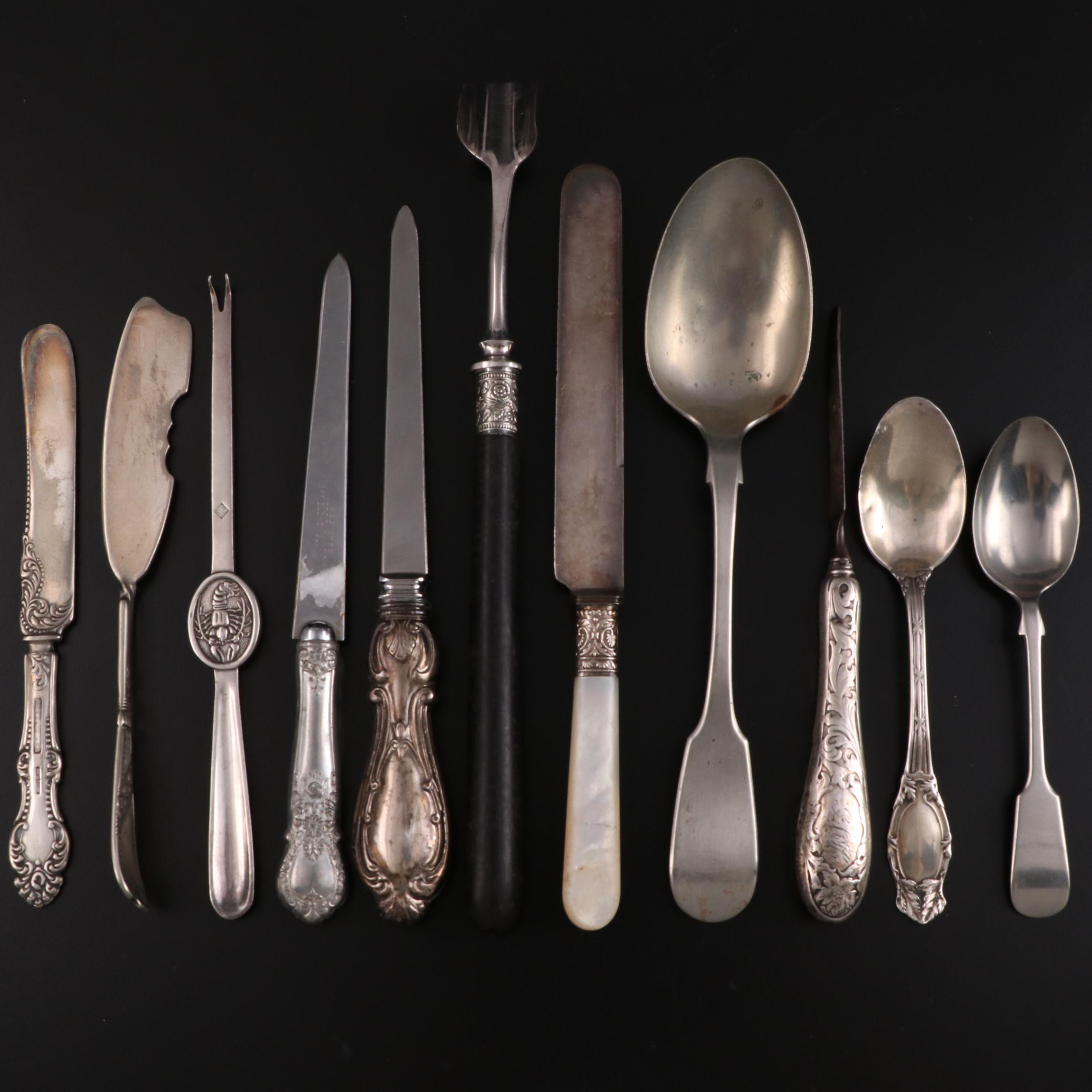 Sterling Silver and Other Silver Flatware, Letter Openers and More