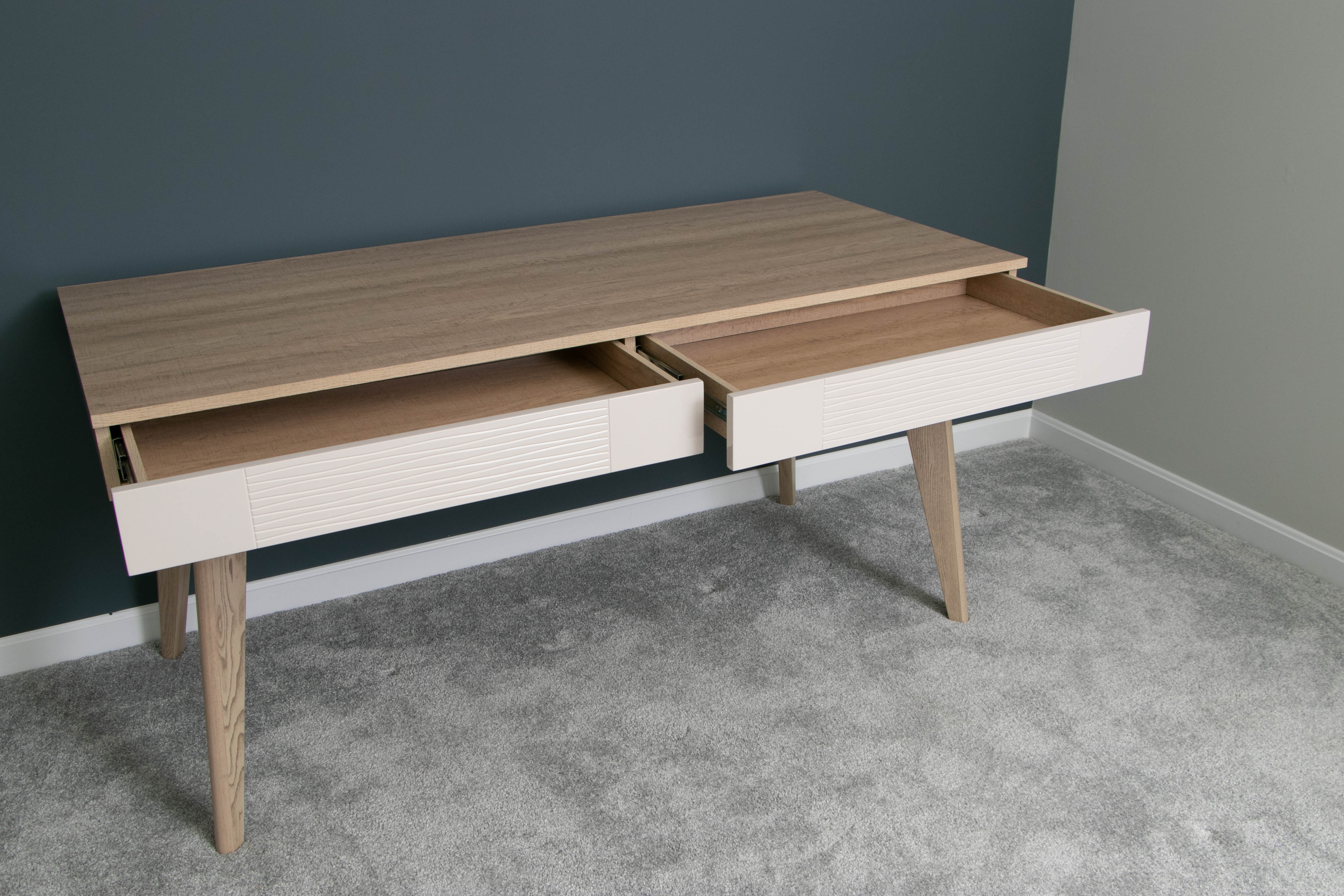 New Pacific Direct "Arnett" Two-Drawer Laminate and Wood Desk