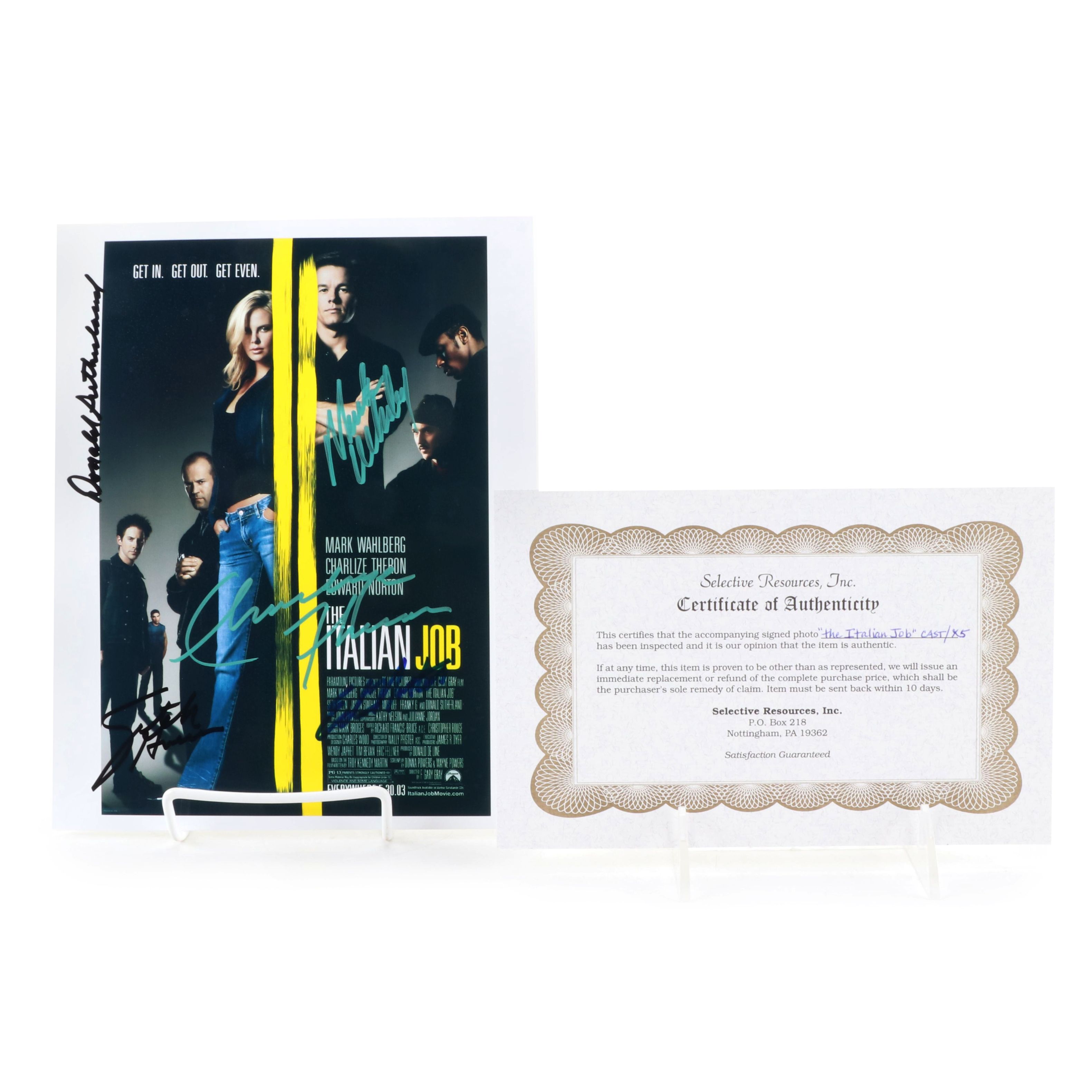 Mark Wahlberg and Charlize Theron Signed "The Italian Job" Signed Movie Print