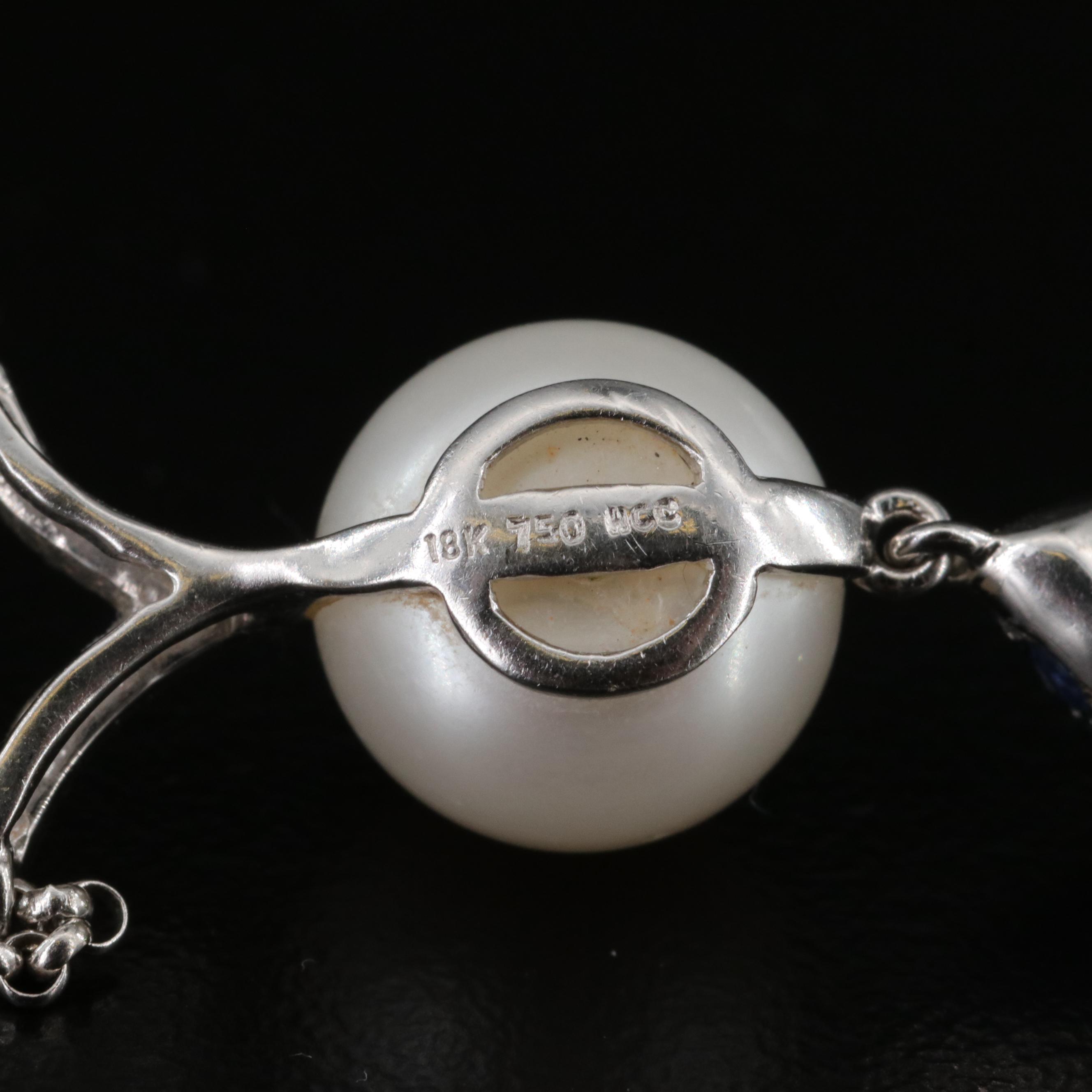 18K Pearl, Peridot, Sapphire and Diamond Drop Necklace