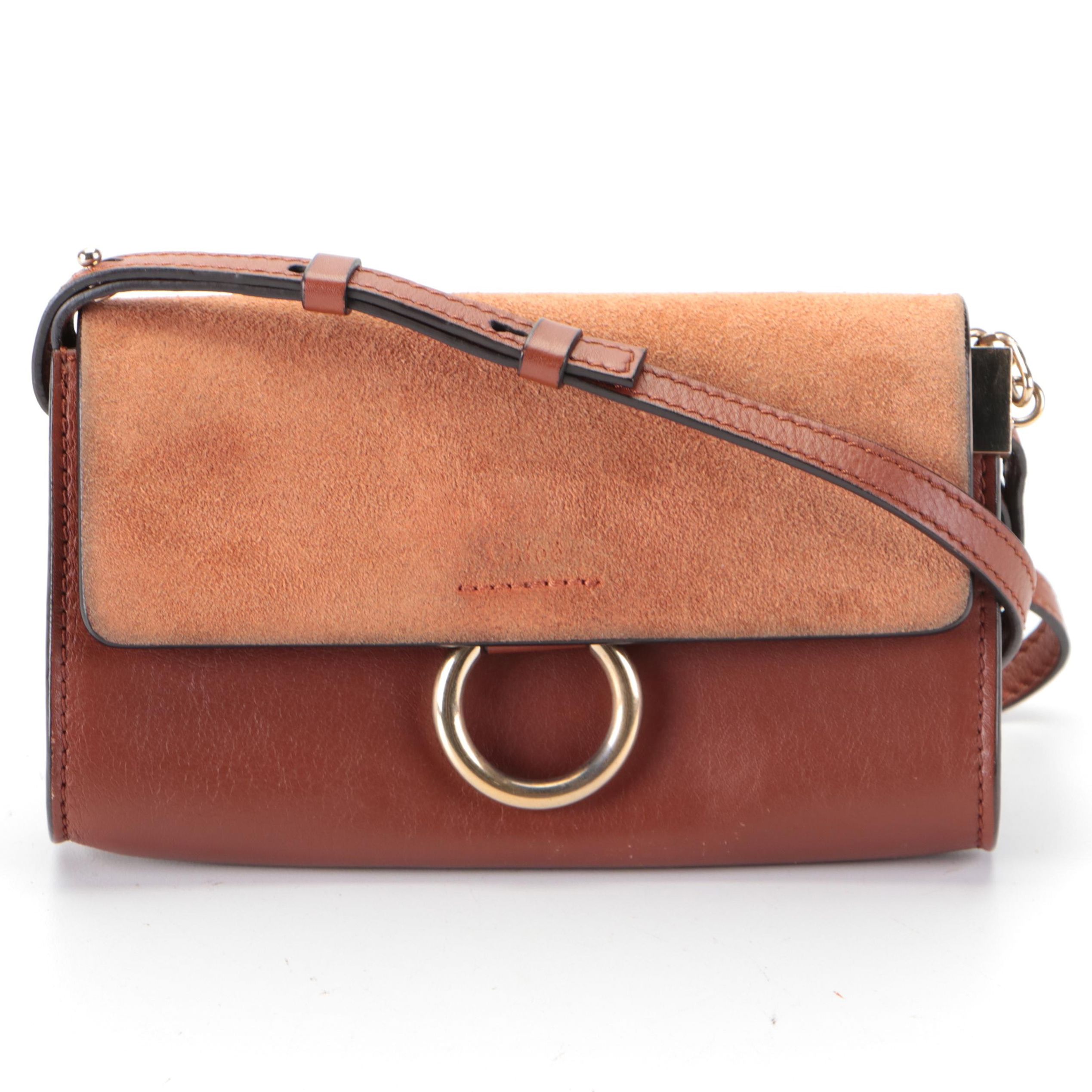 Chloé Mini Faye Crossbody Bag in Brown Leather and Suede