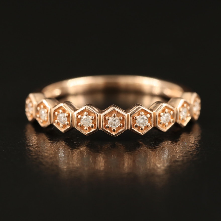 10K Rose Gold 0.10 CTW Diamond Geometric Band