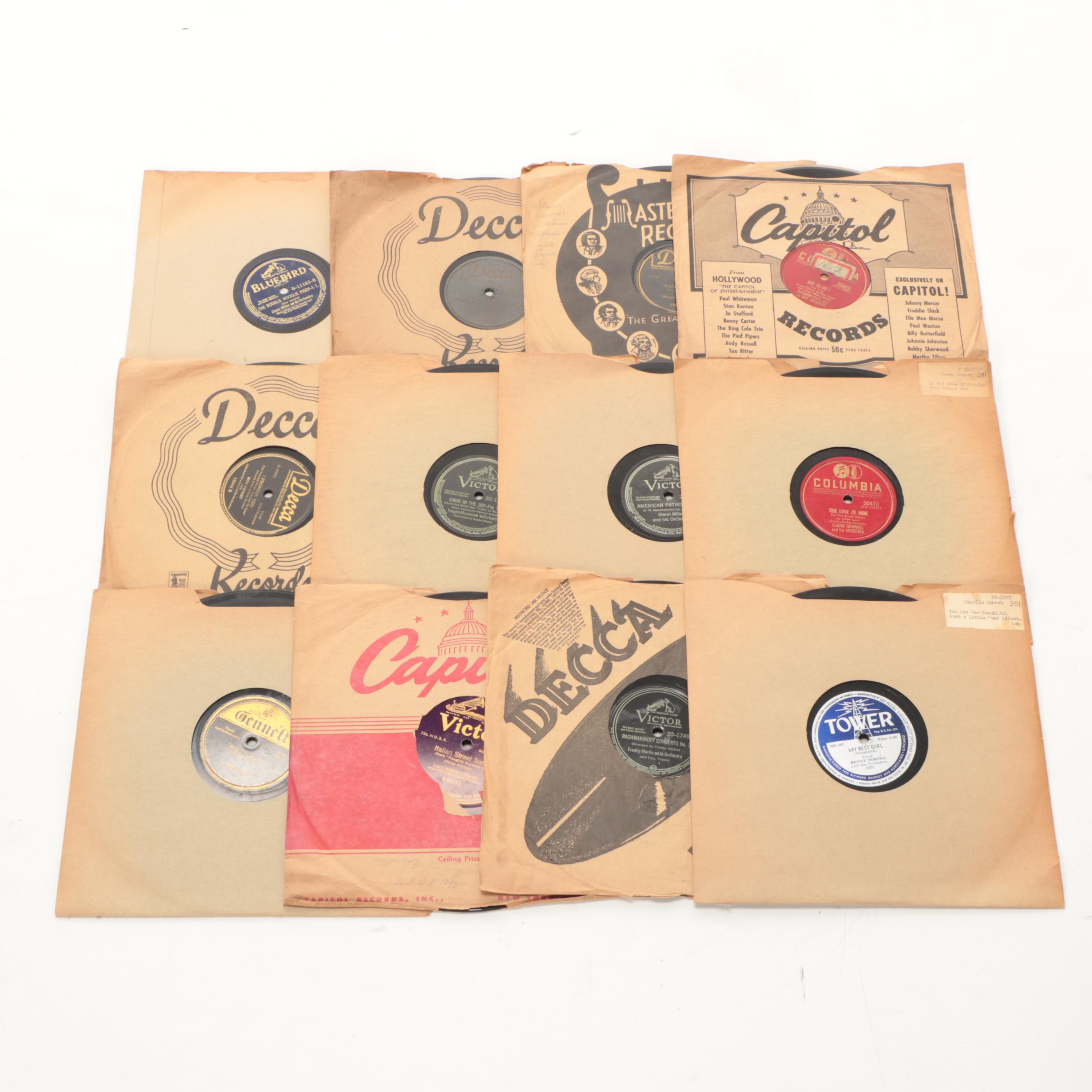 Victor Victrola Orthophonic Phonograph Record Player with Records